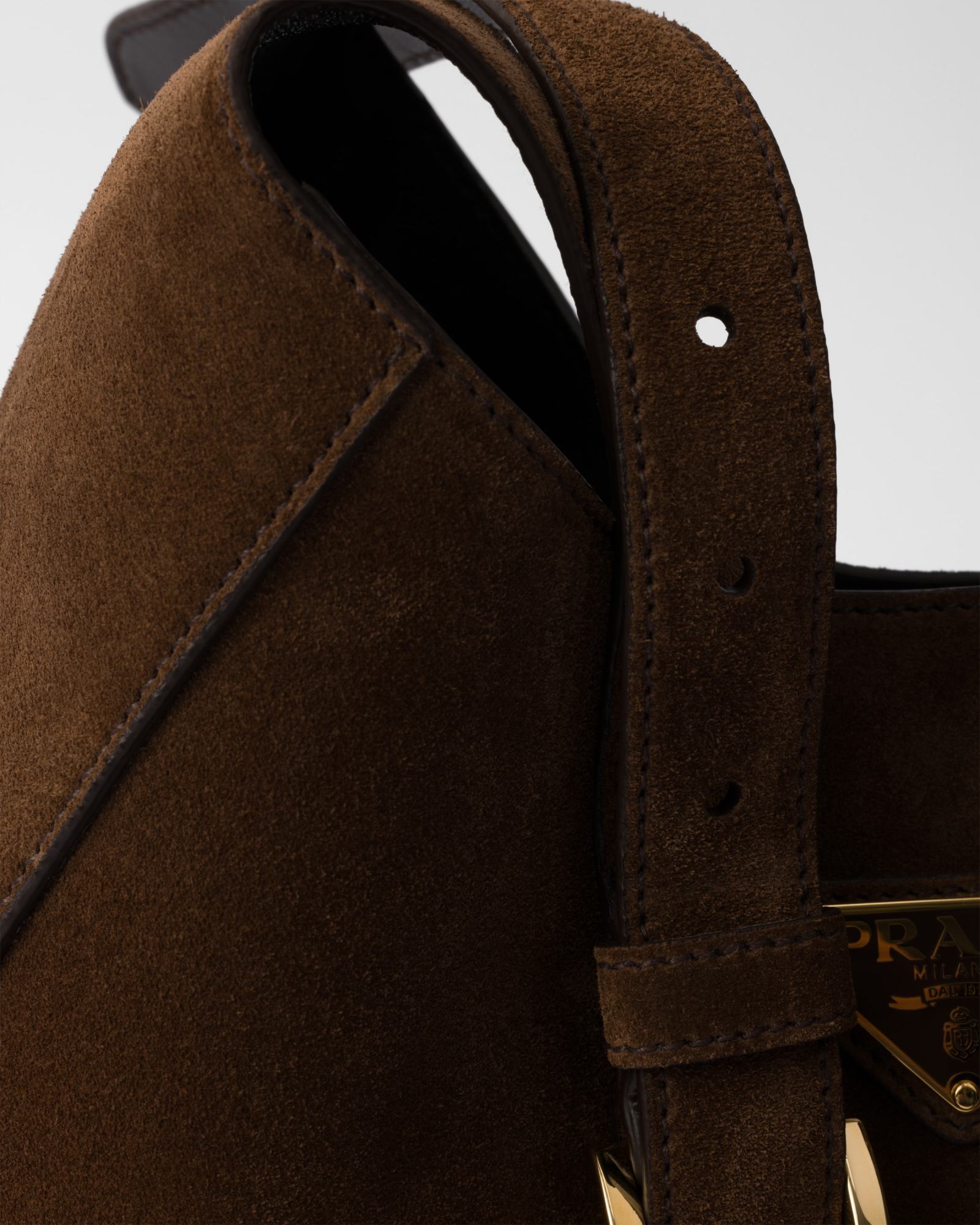 Prada Medium Suede Shoulder Bag In Brown