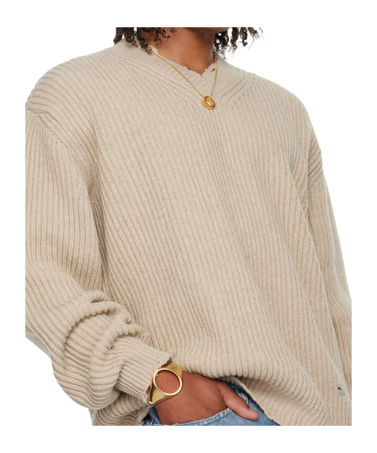 Mm6 Maison Margiela Ring-pendant Necklace In Gold
