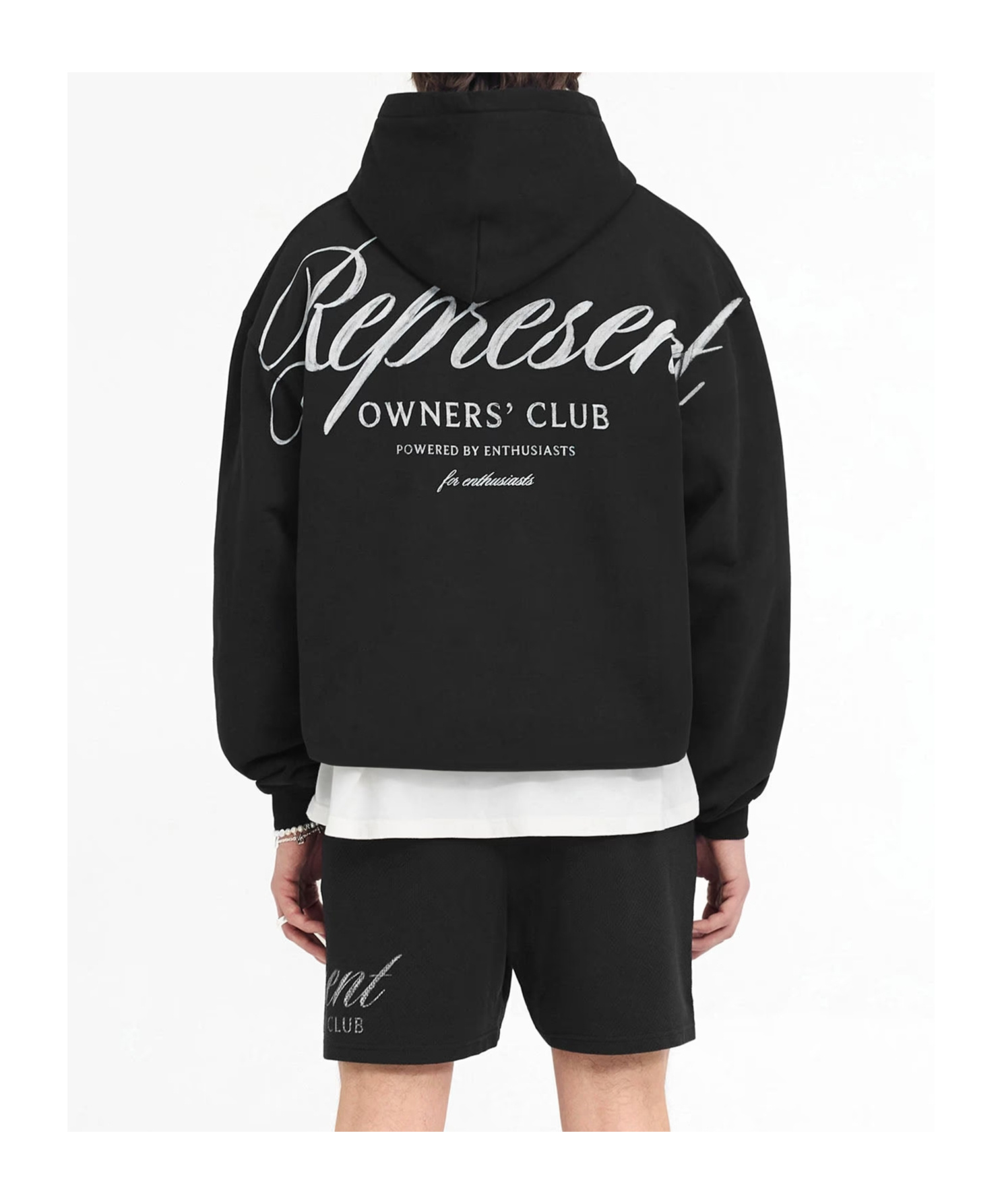 Represent Black Hoodie With Logo Lettering Detail On The Front And Maxi Logo Print On The Rear In Cotton Man In Black
