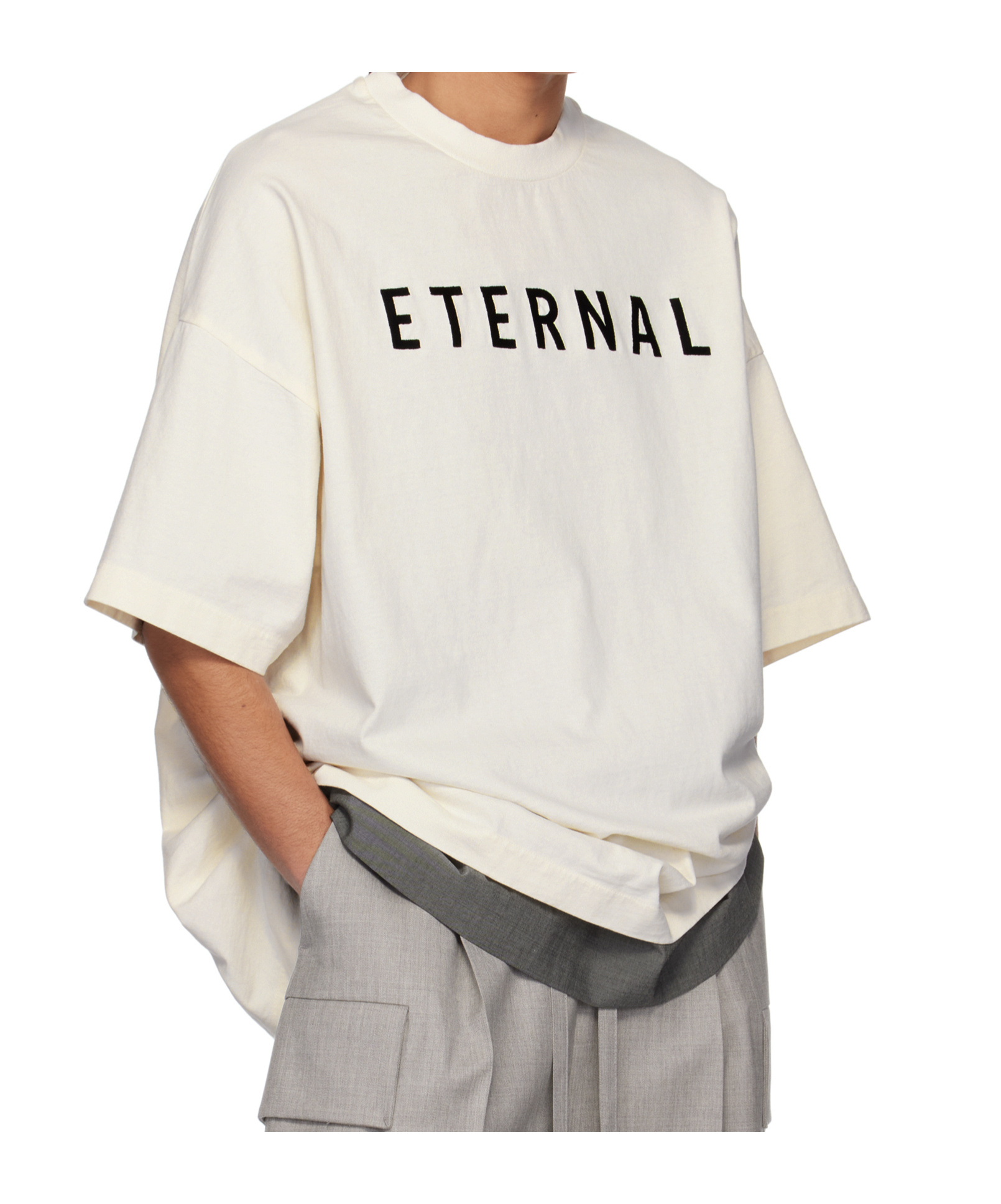 Fear Of God Eternal Oversized Logo-detailed Cotton-jersey T-shirt In Off White