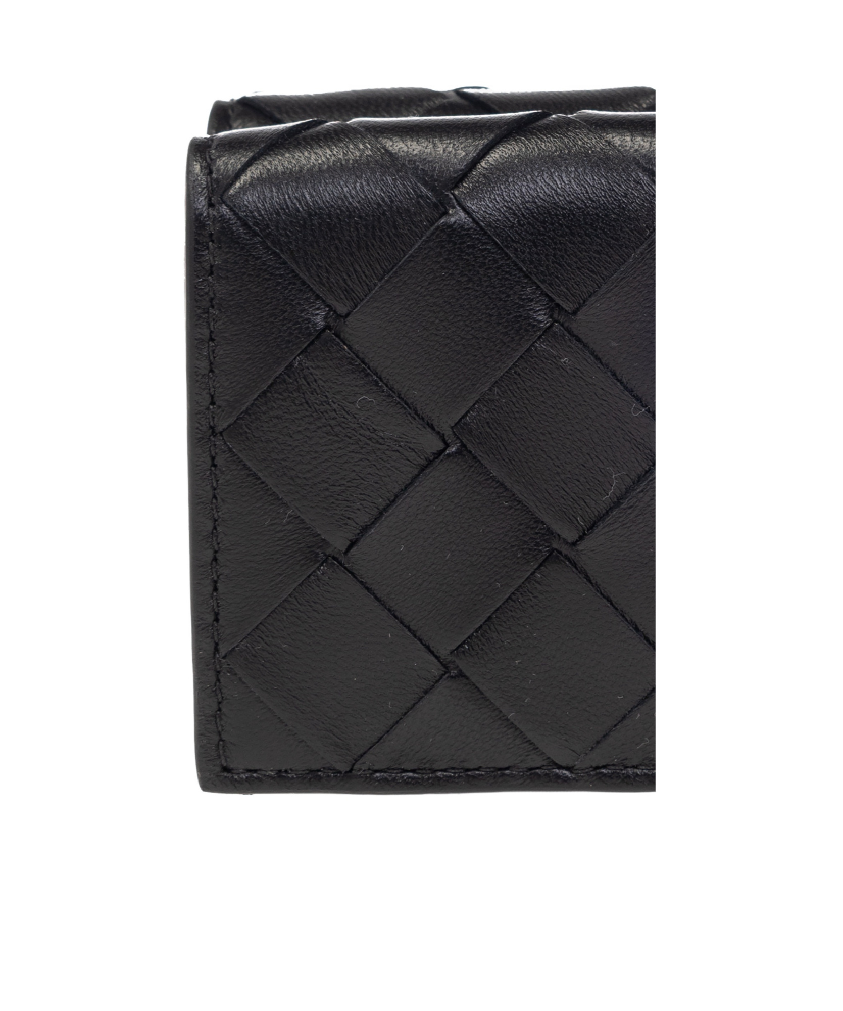 Bottega Veneta Intrecciato Tri-fold Wallet In Black