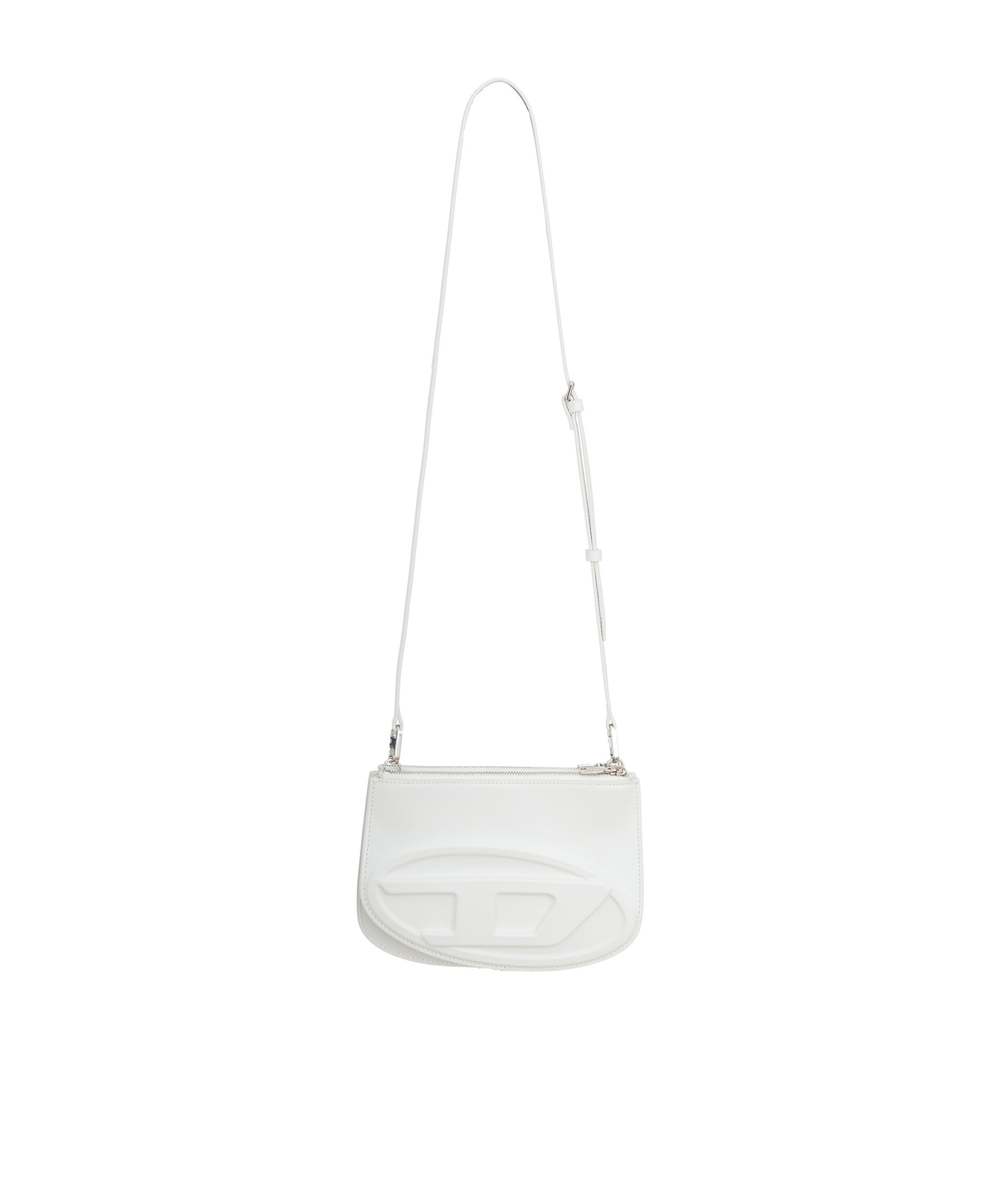 Diesel Smooth Leather Shoulder Handbag With Adjustable Strap In White