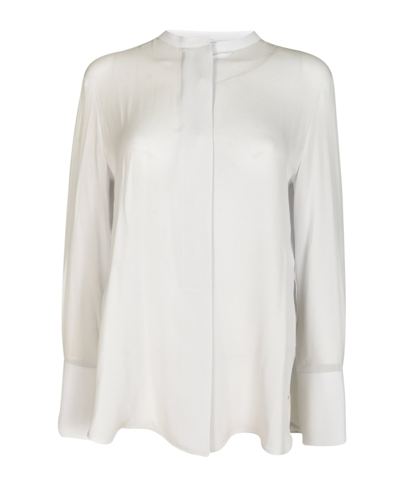 Giorgio Armani Band Collar Plain Shirt In White