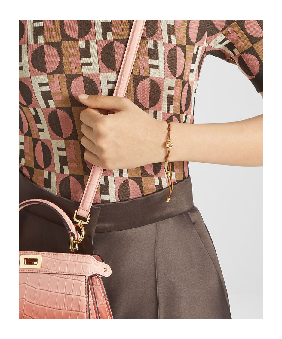 Fendi Sphera Embellisshed Bracelet In Brown