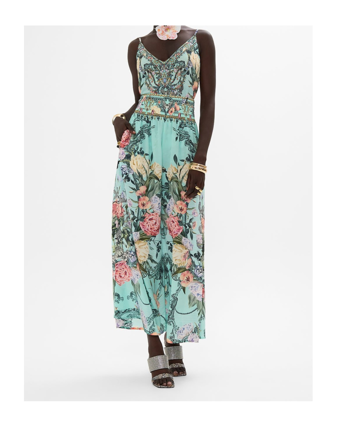 Shop Camilla Pleated Wide-leg Pants In Green