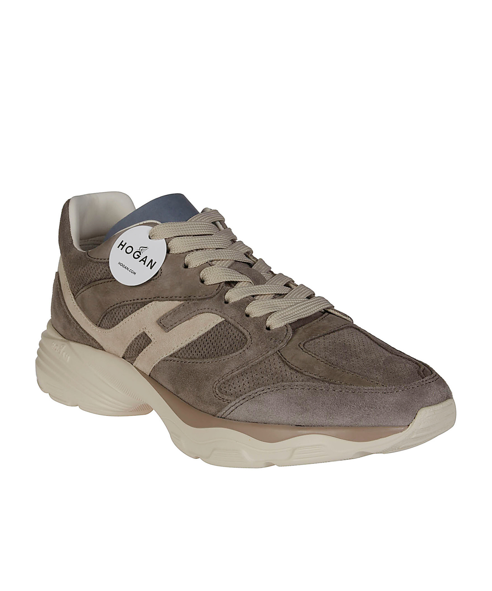 Hogan Perforated Suede Sneakers With Rubber Sole In Multicolor