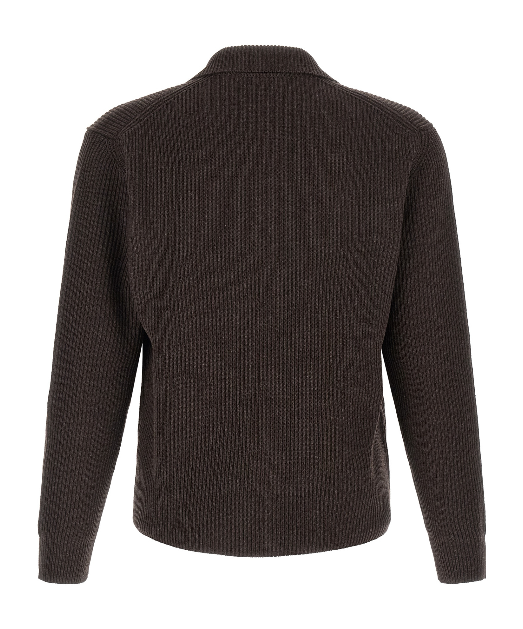 Auralee Ribbed Point-collar Cardigan In Brown