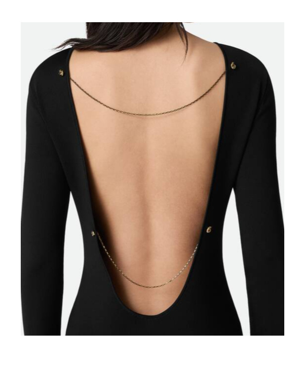 Bottega Veneta Open Back Long Sleeve Compact Jersey Dress