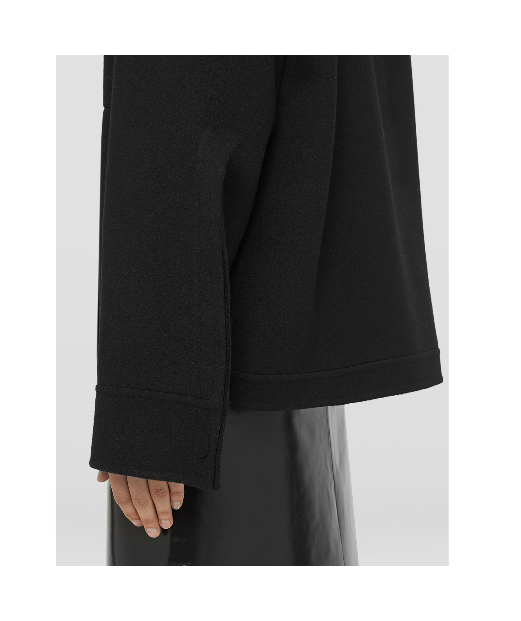 Jil Sander Cutaway-collar Wool Shirt Jacket In Black
