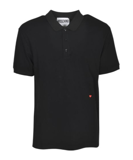 Moschino Heart-embroidery Polo Shirt In Black