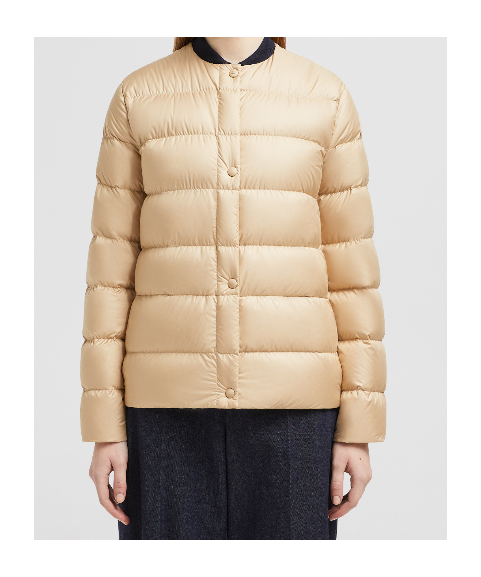 Shop Moncler Gerbe Short Down Jacket In Nude