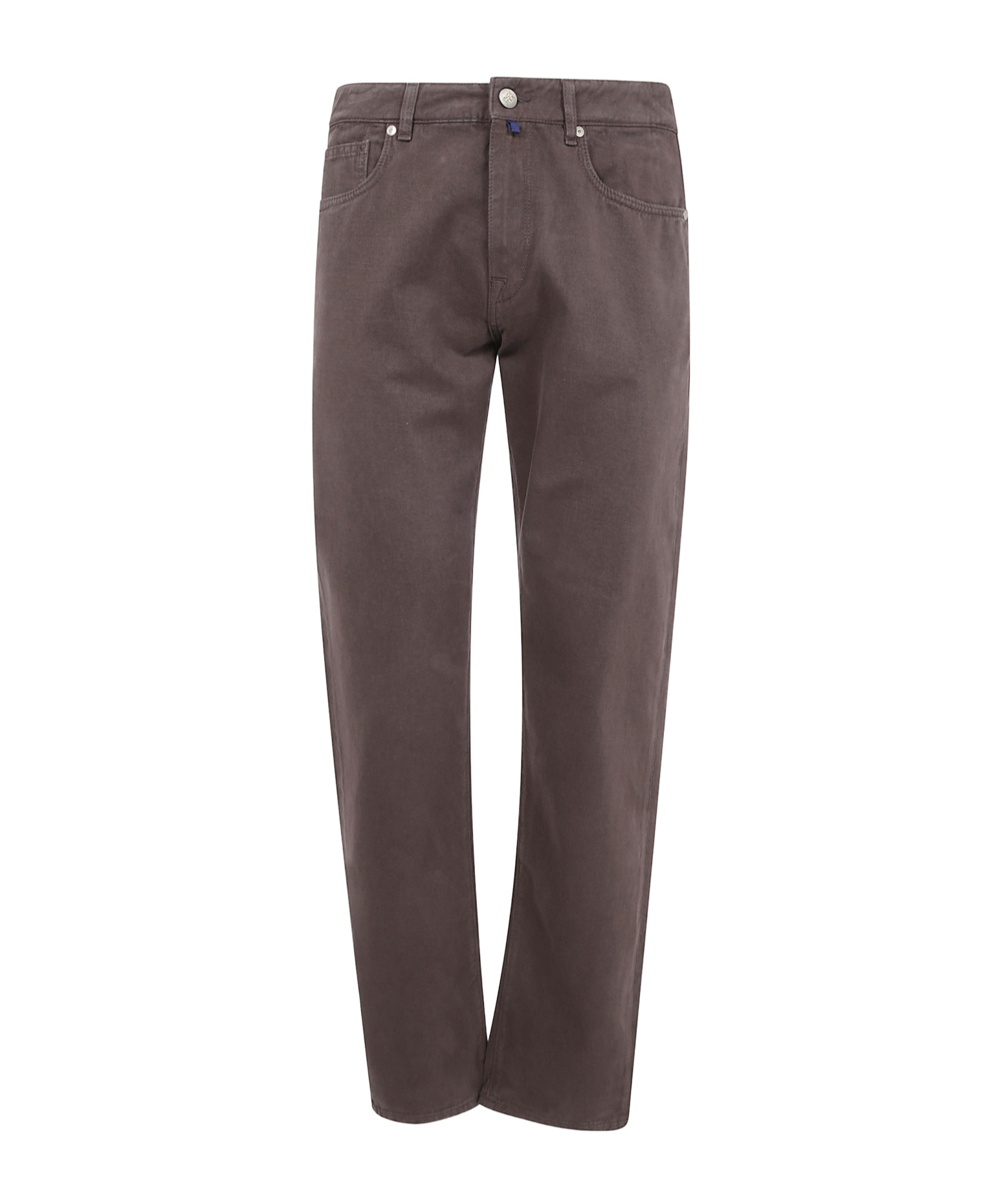 Incotex Logo-patch Tapered Trousers In Brown