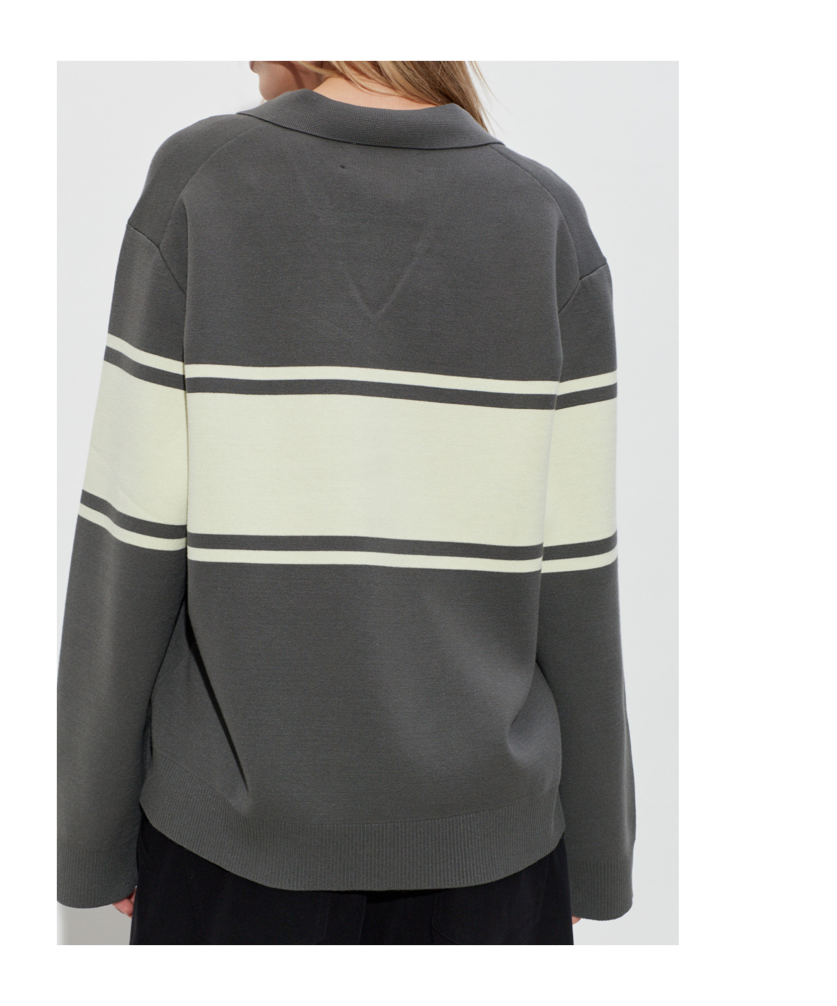 Samsoe & Samsoe Saanne Striped Collared Sweatshirt In Gray