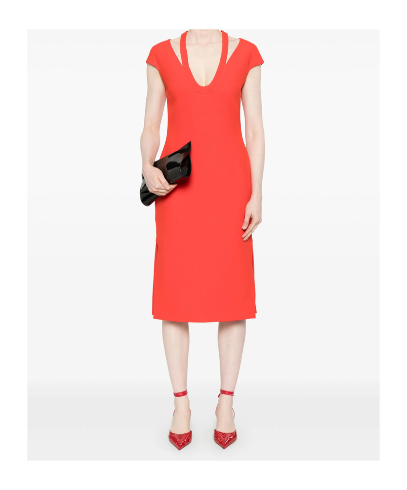 David Koma Cady Midi Dress In Orange