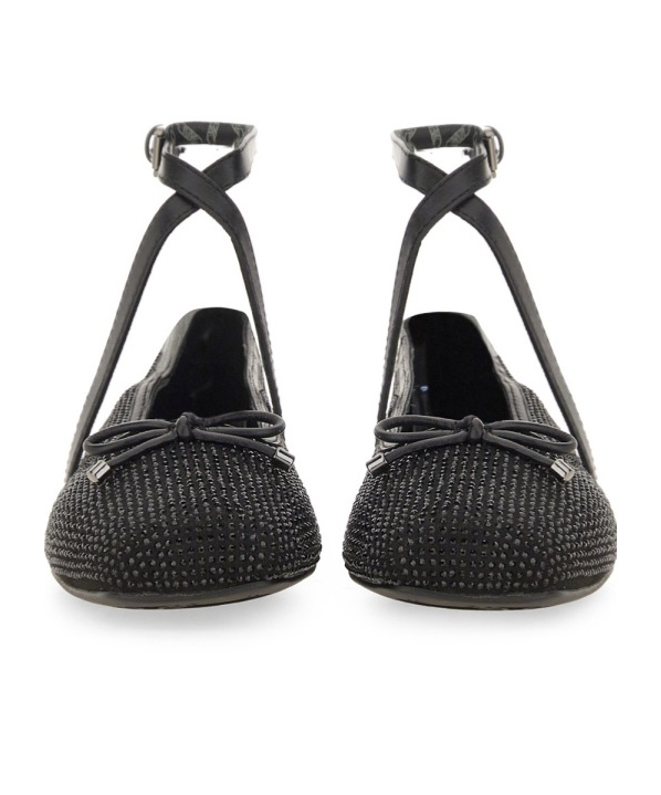 Shop Michael Kors Rhinestone-embellished Ballerina Shoes In Black