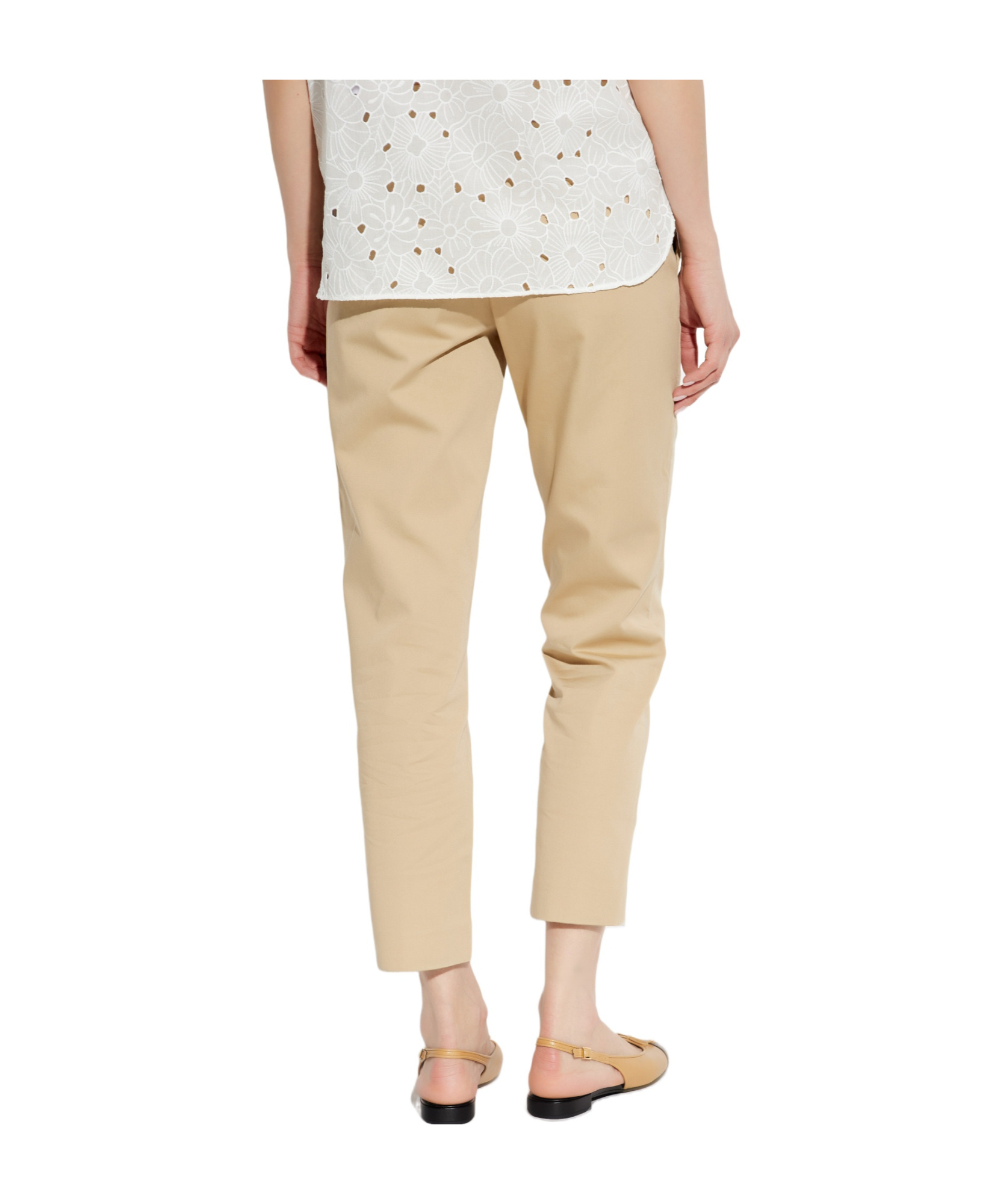 Tory Burch Cotton Trousers In Nude