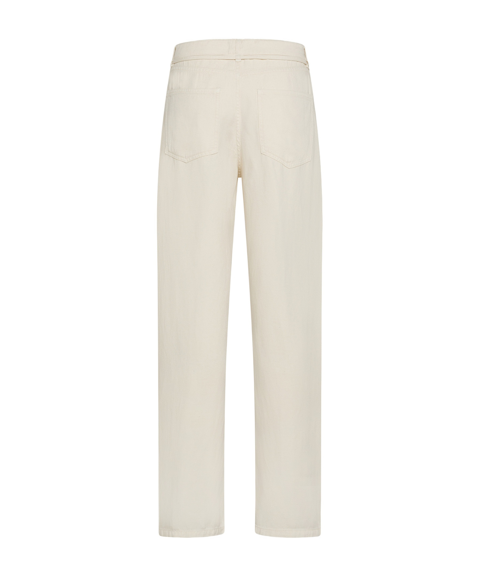 Seventy Long Wide Leg Jeans In Diagonal Tencel Linen With Waist Strap