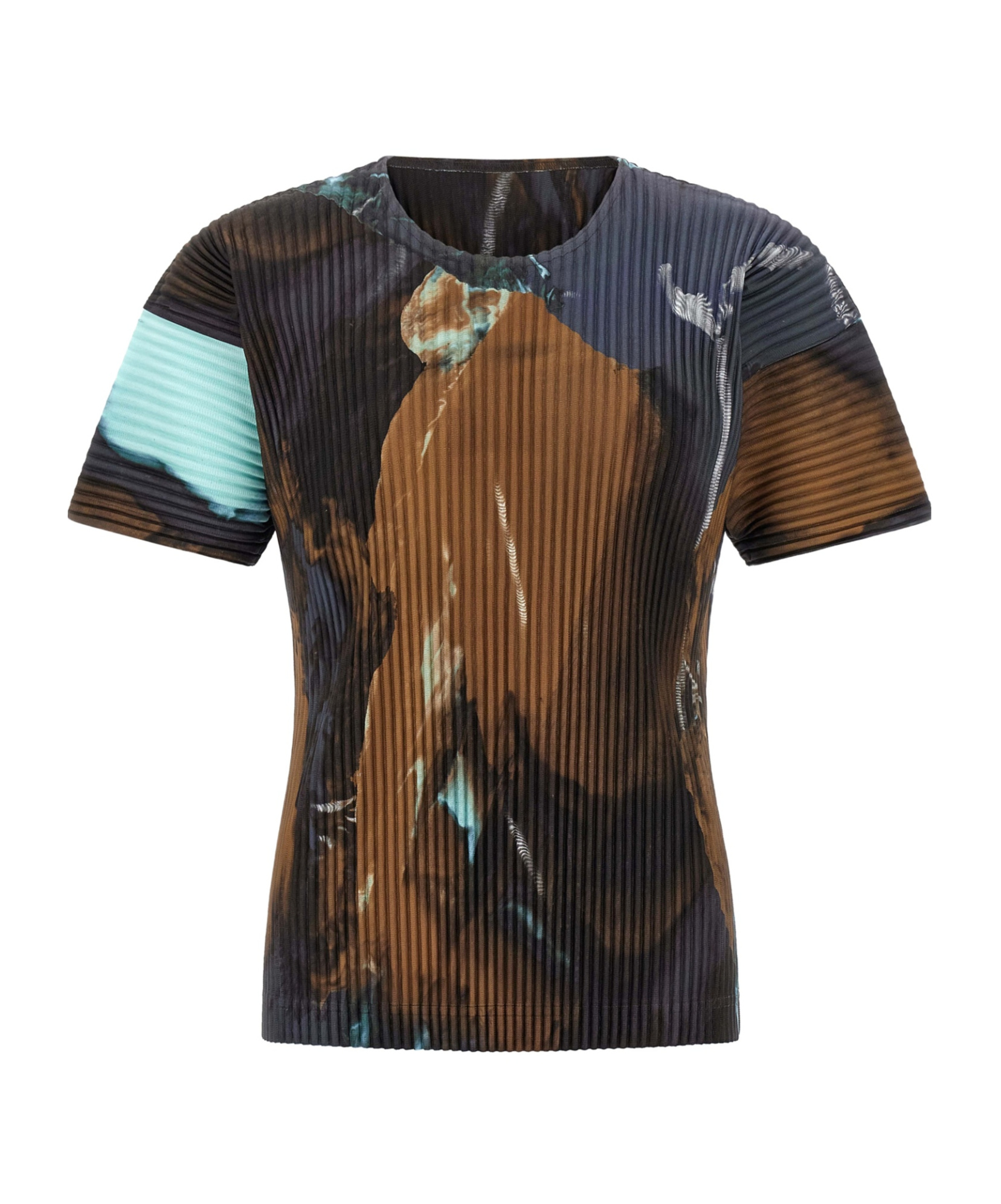 Issey Miyake Ns Brown Agate Pleated Knitted T-shirt In Multi