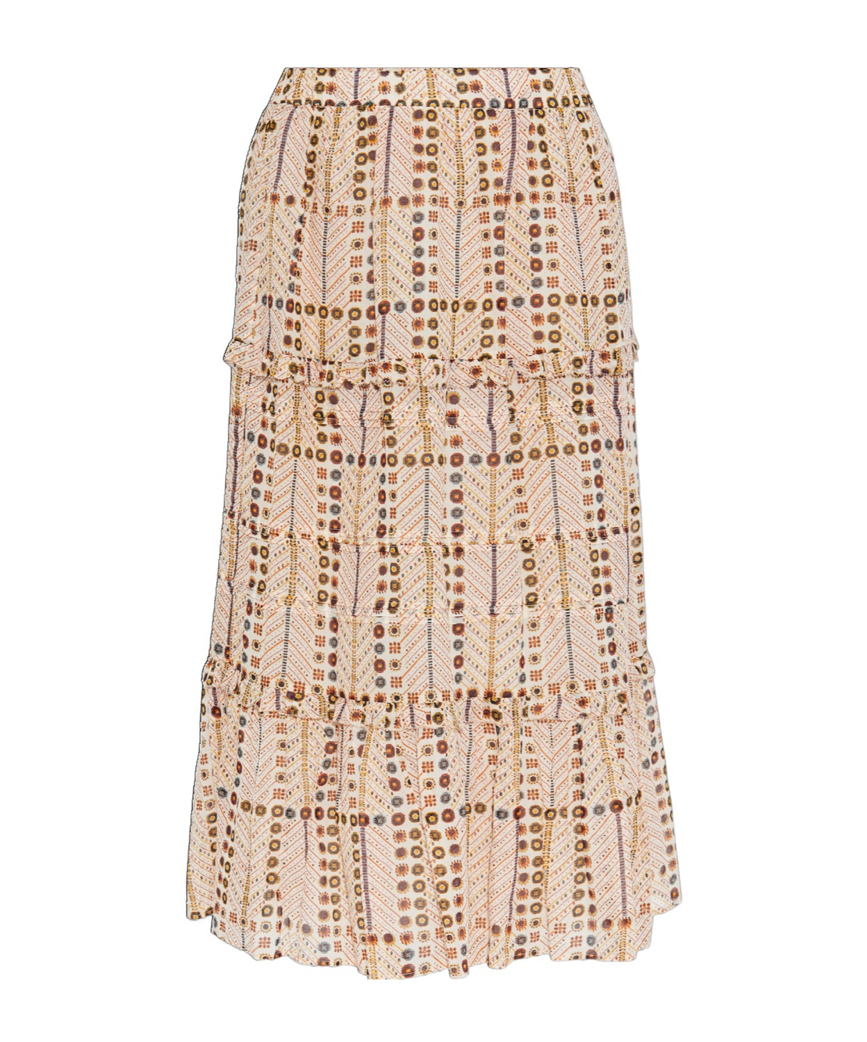 Isabel Marant Étoile Tiered Beige Skirt With Ruffled Hems In Nude