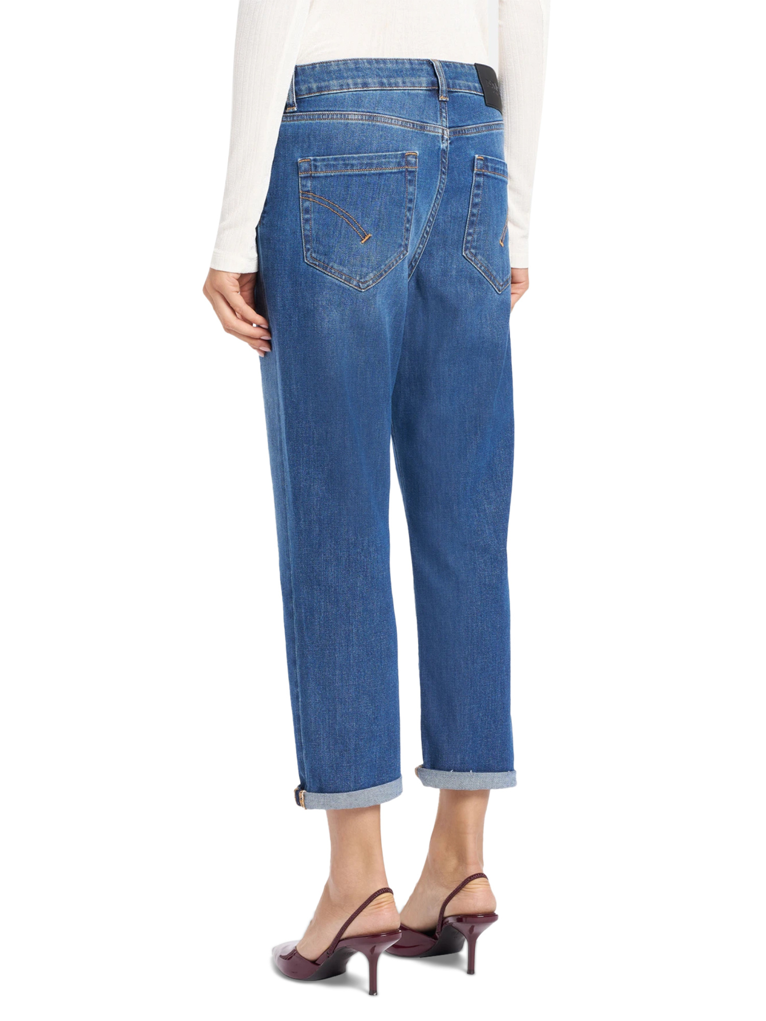 Dondup Tailored Straight Leg Trousers In Cotton-elastane Blend In Blue
