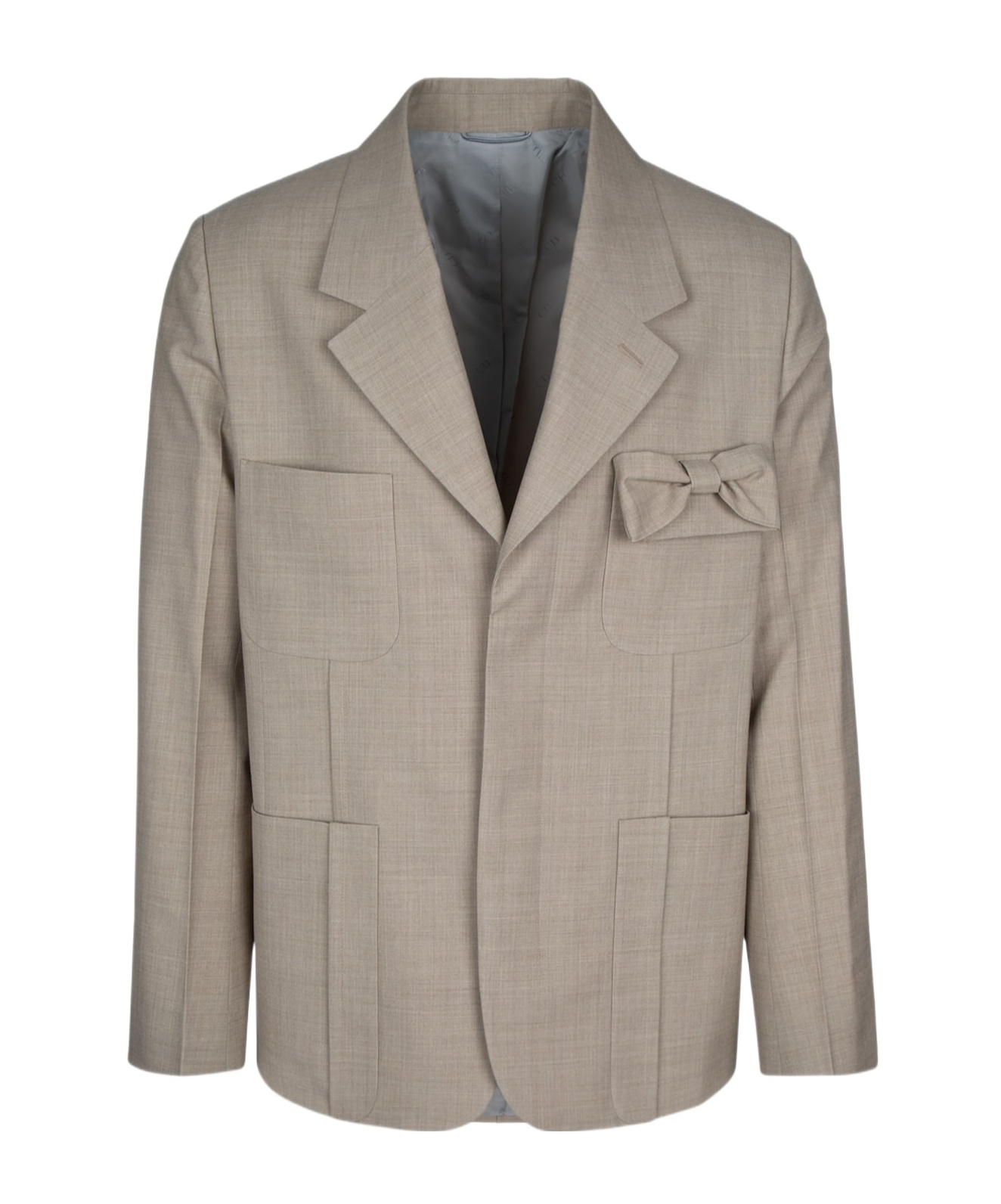 Dior Long-sleeved Breast Pocket Suit Coat In Gray