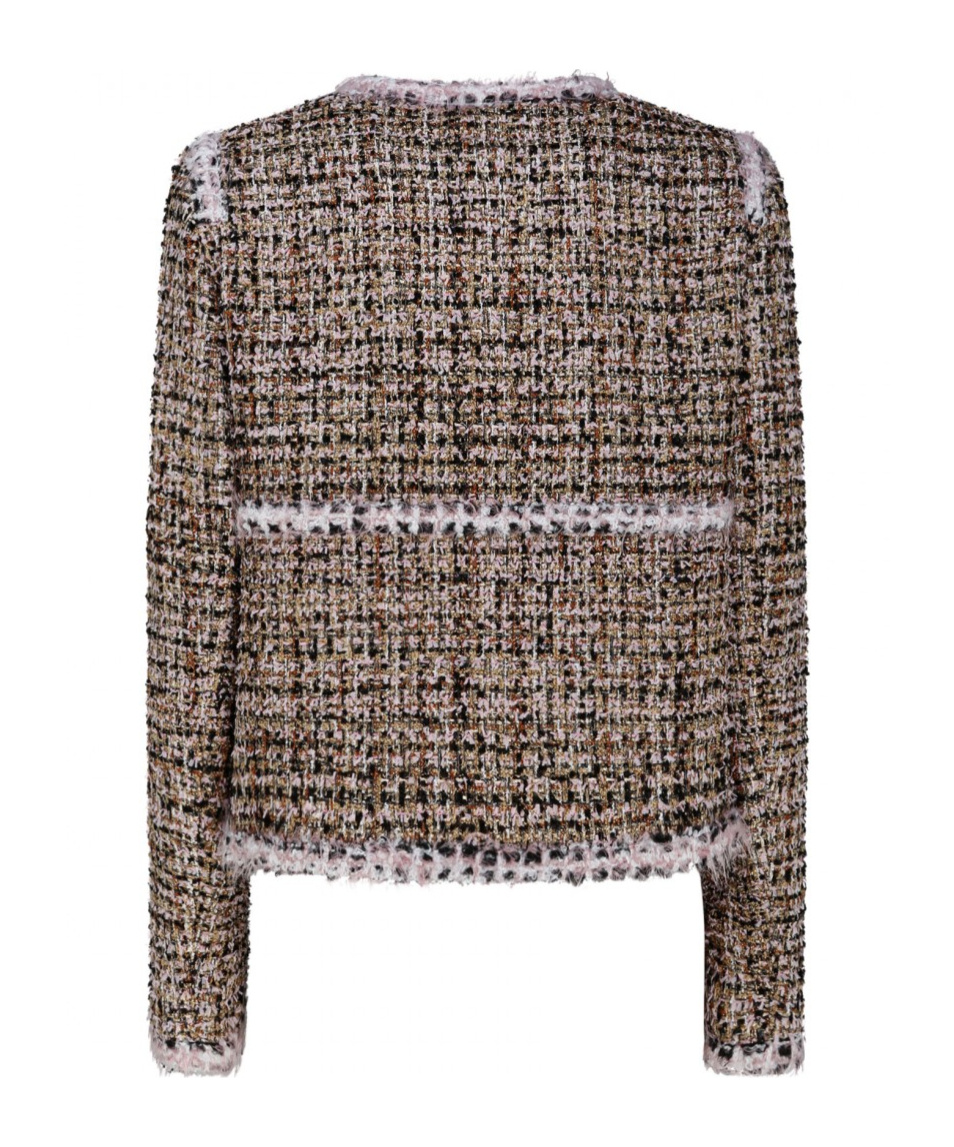 Giambattista Valli Collarless Short Tweed Jacket In Multicolor