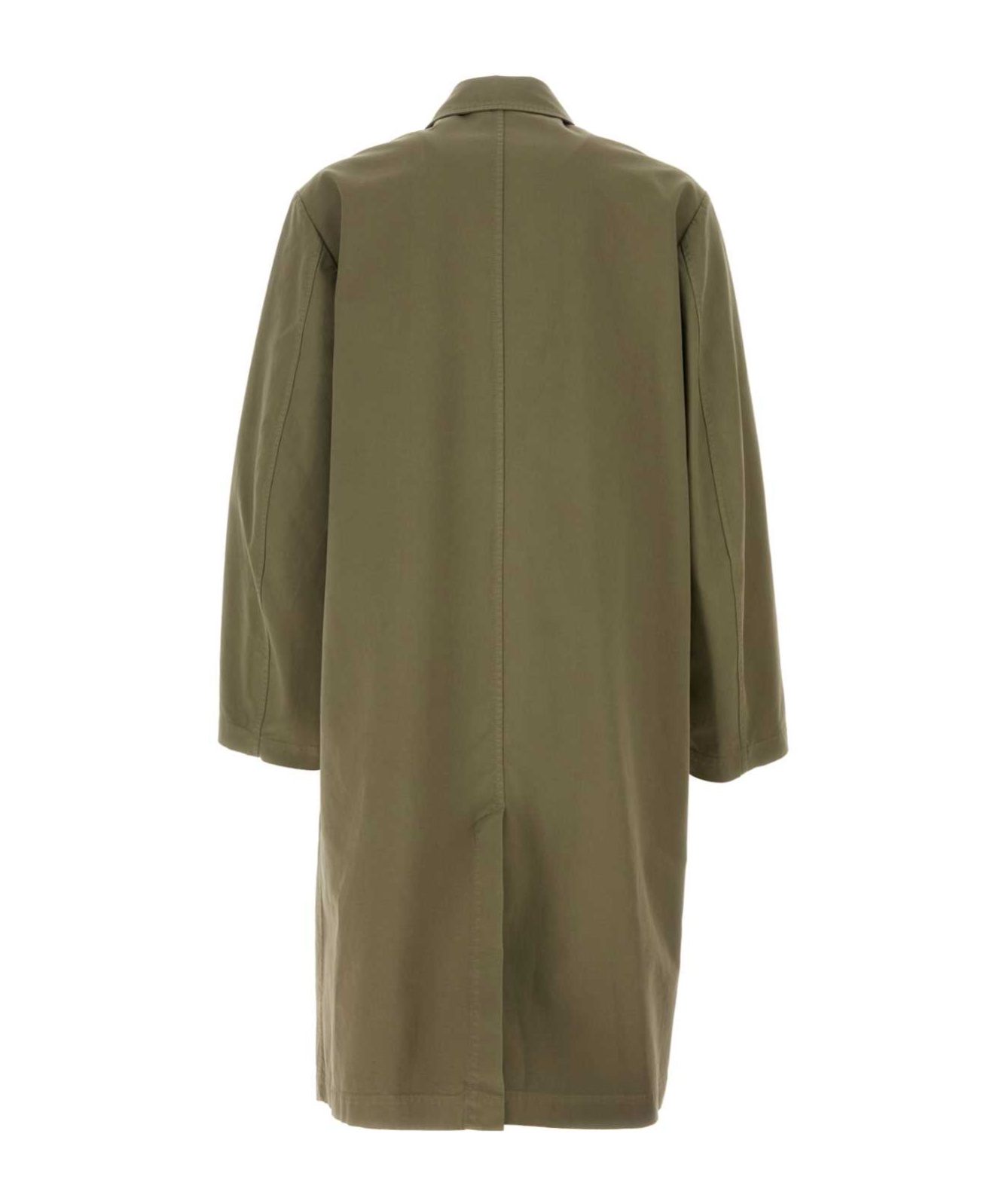 Dries Van Noten Cotton Trench Coat With Front Pockets And Long Sleeves In Khaki