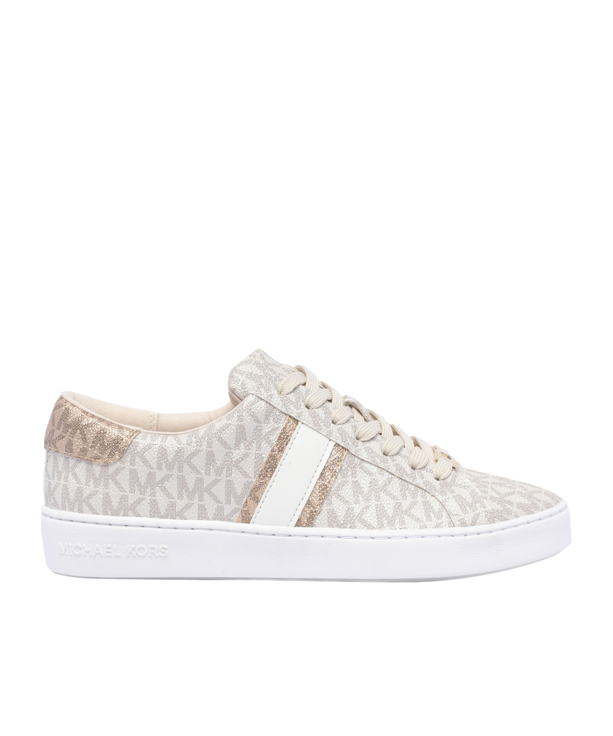 Michael Michael Kors Monogram-print Round-toe Sneakers In White