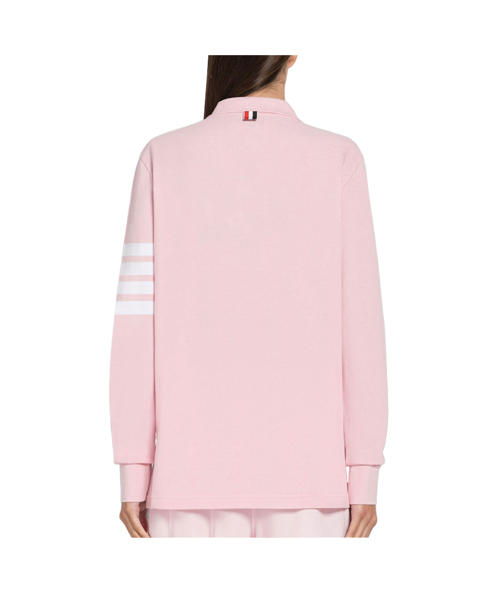 Thom Browne Hector 4-bar Long-sleeved Polo Shirt In Pink