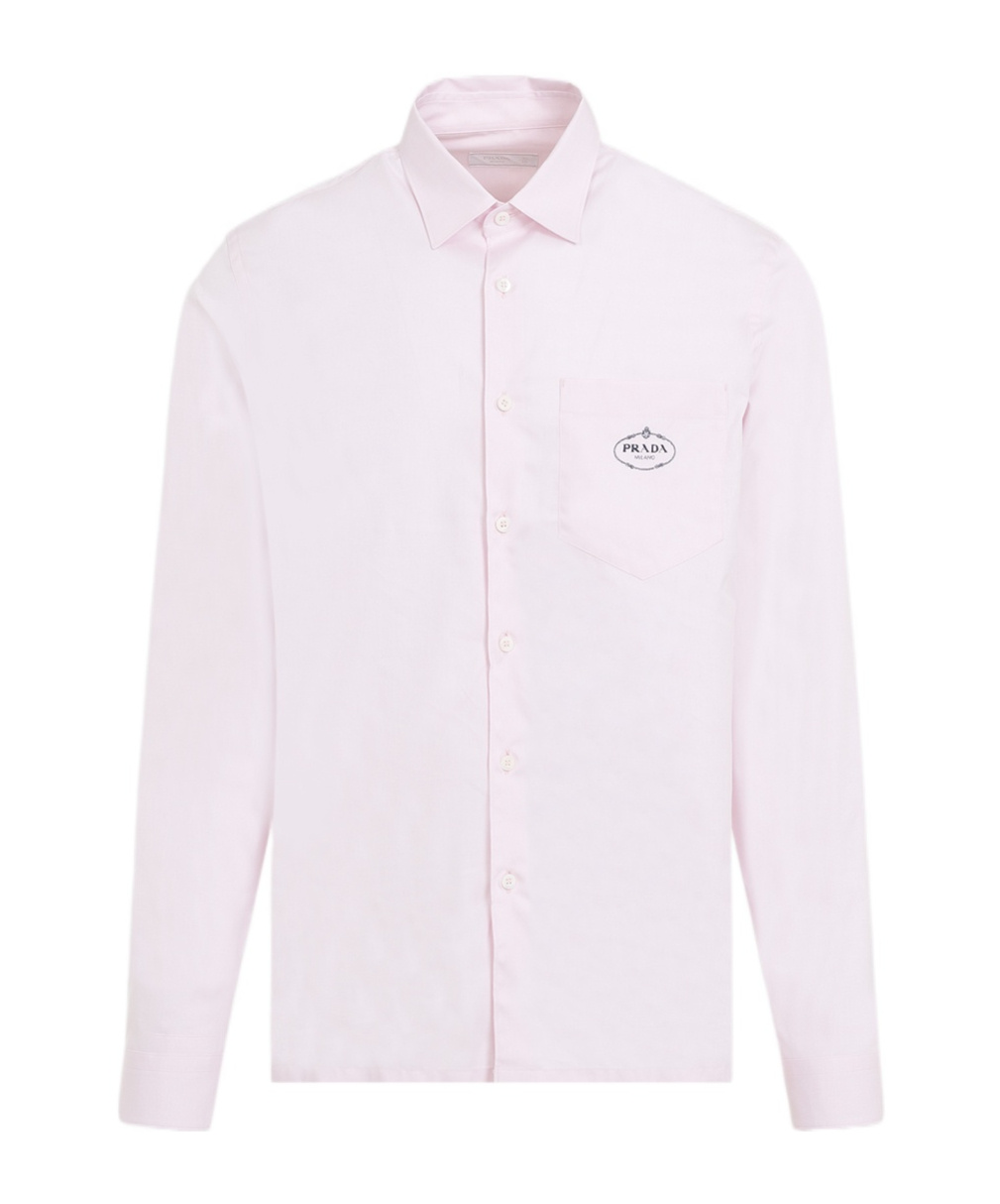 Prada Cotton Embroidered Logo Shirt In Pink