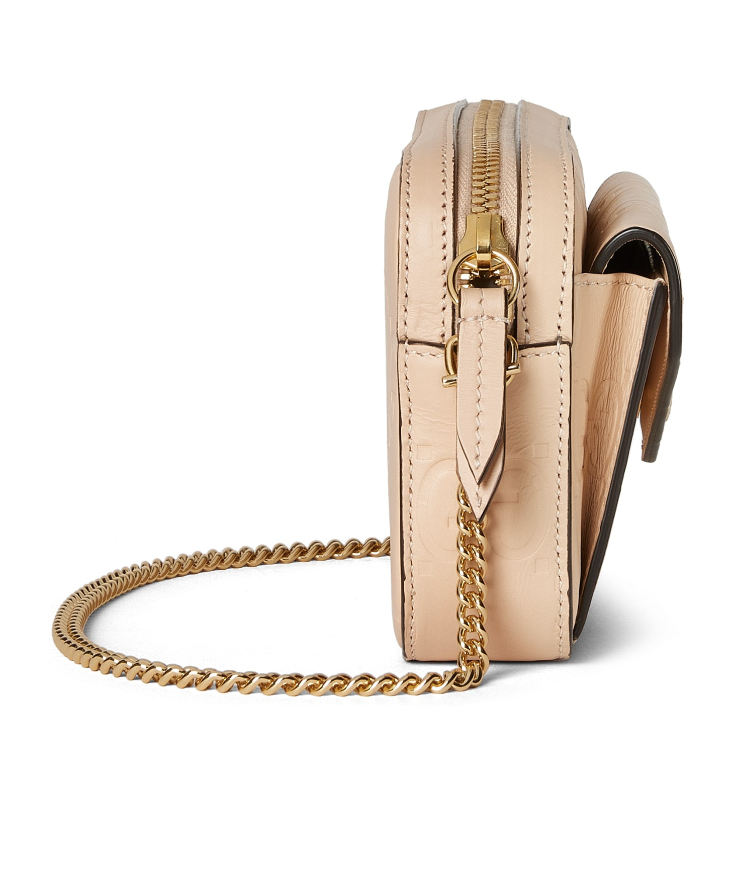 Gucci Mini Gg Leather Shoulder Bag In Nude