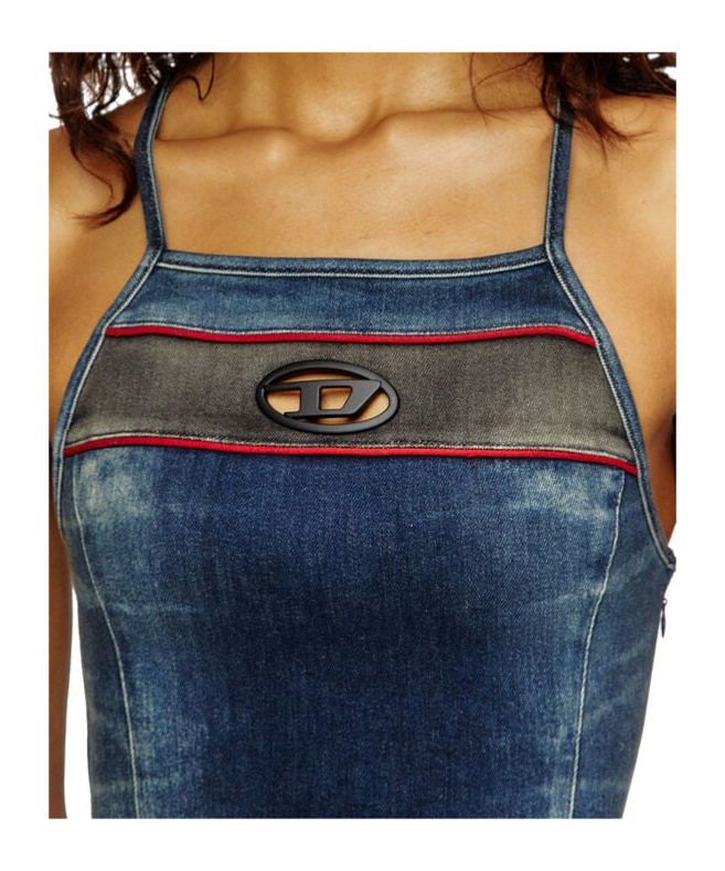 Diesel Two-color Denim Sling In Blue
