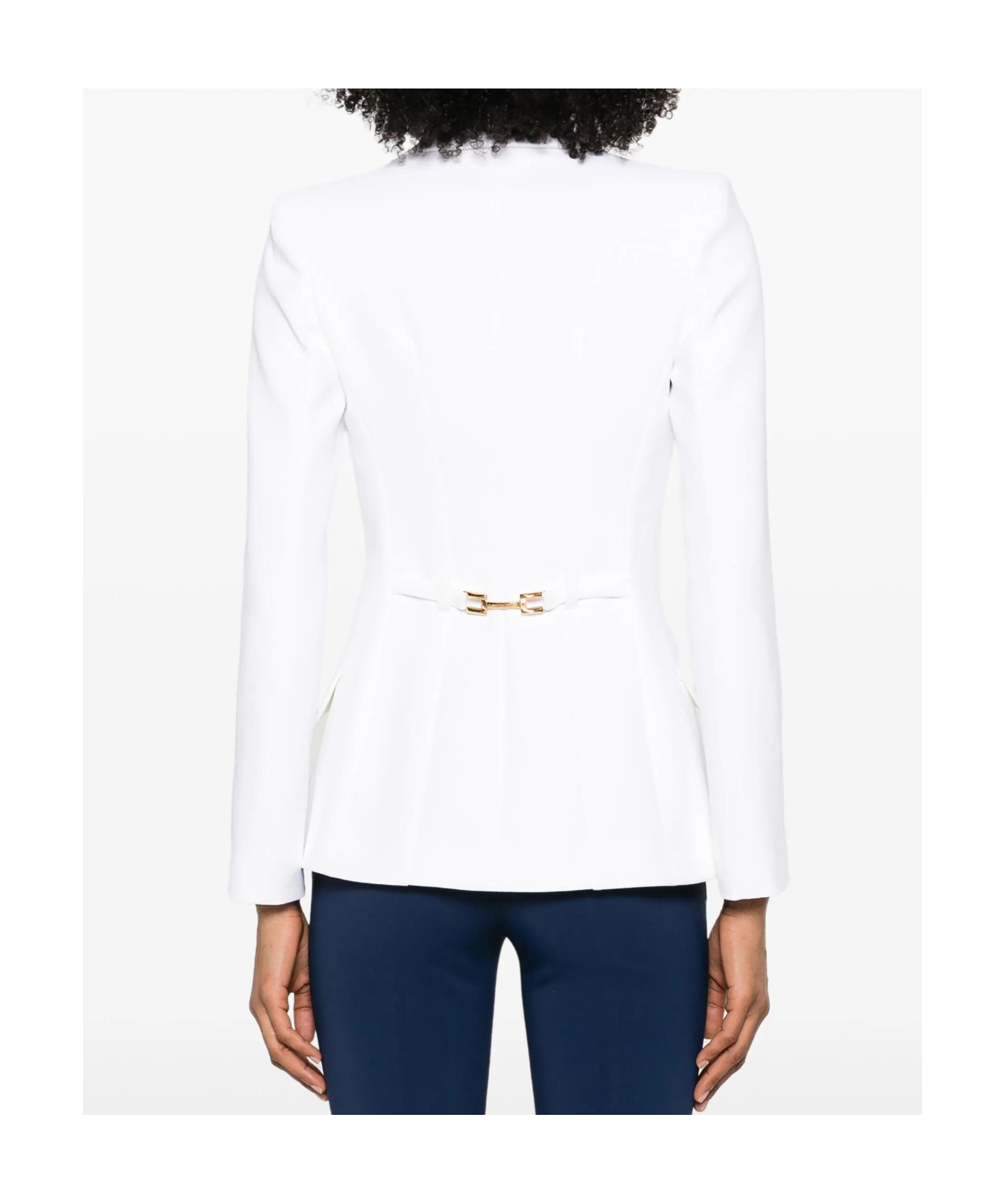 Elisabetta Franchi Krepp-blazer Mit Riemendetail In White