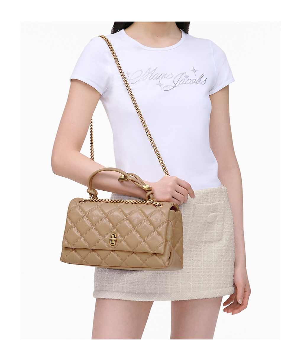 Marc Jacobs The Dual Chain Diamond Quilted Convertible Leather Shoulder Bag