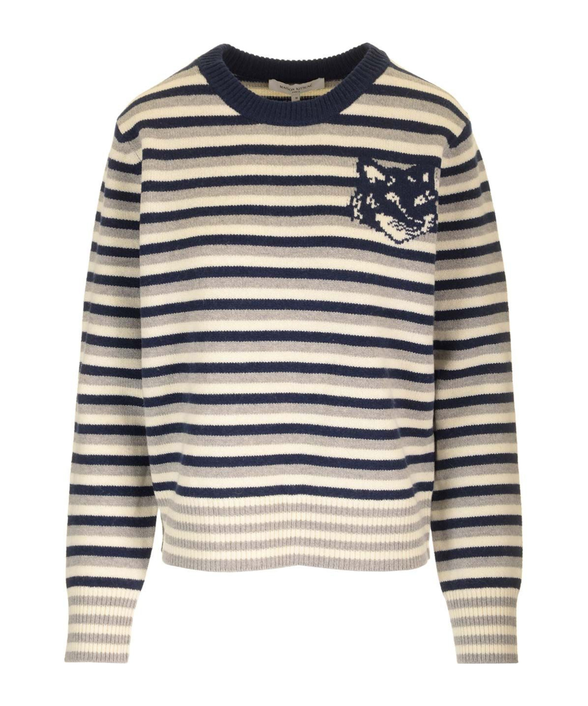 MAISON KITSUNÉ FOX HEAD INTARSIA JUMPER