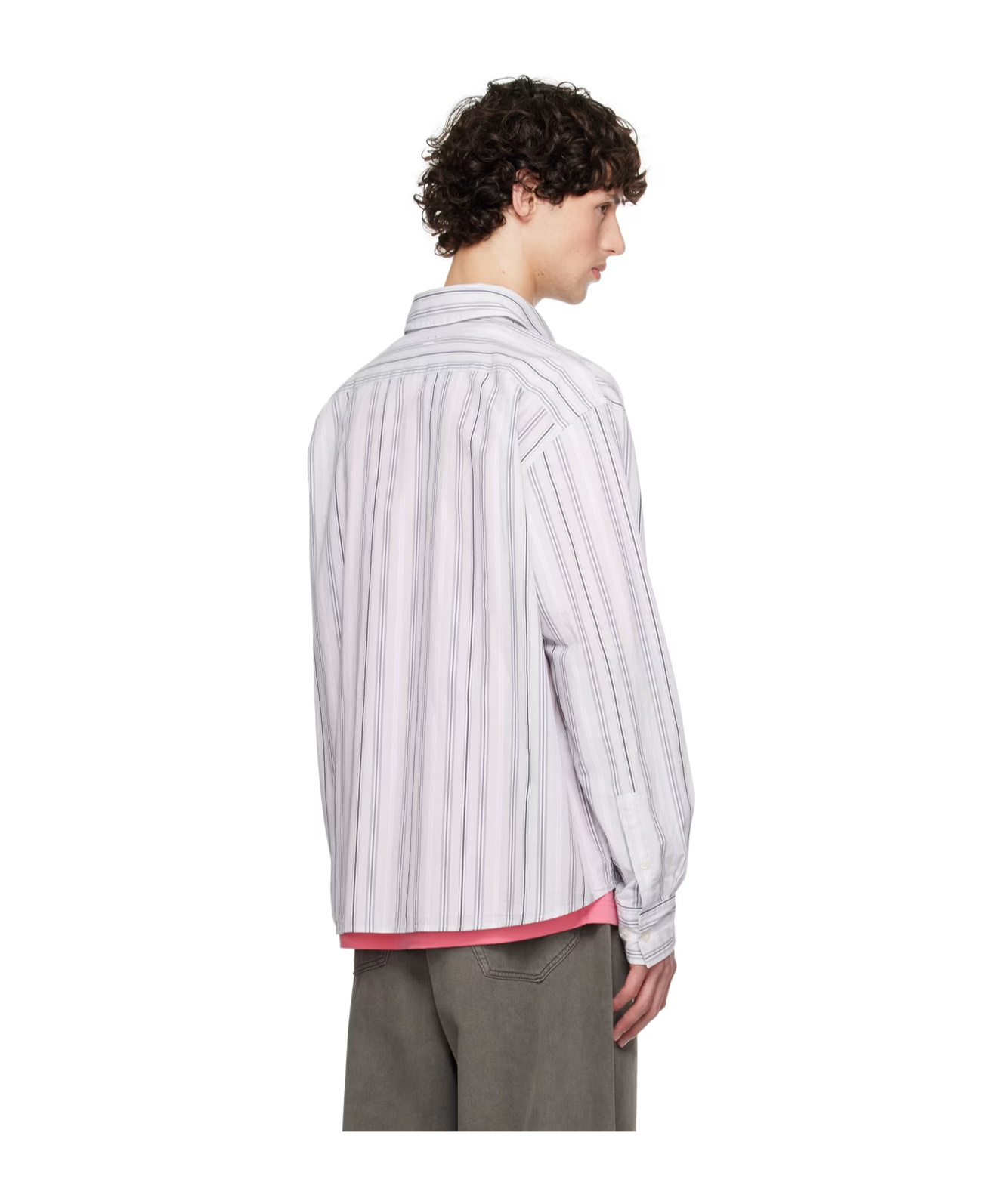 Acne Studios Striped Long-sleeved Shirt In White