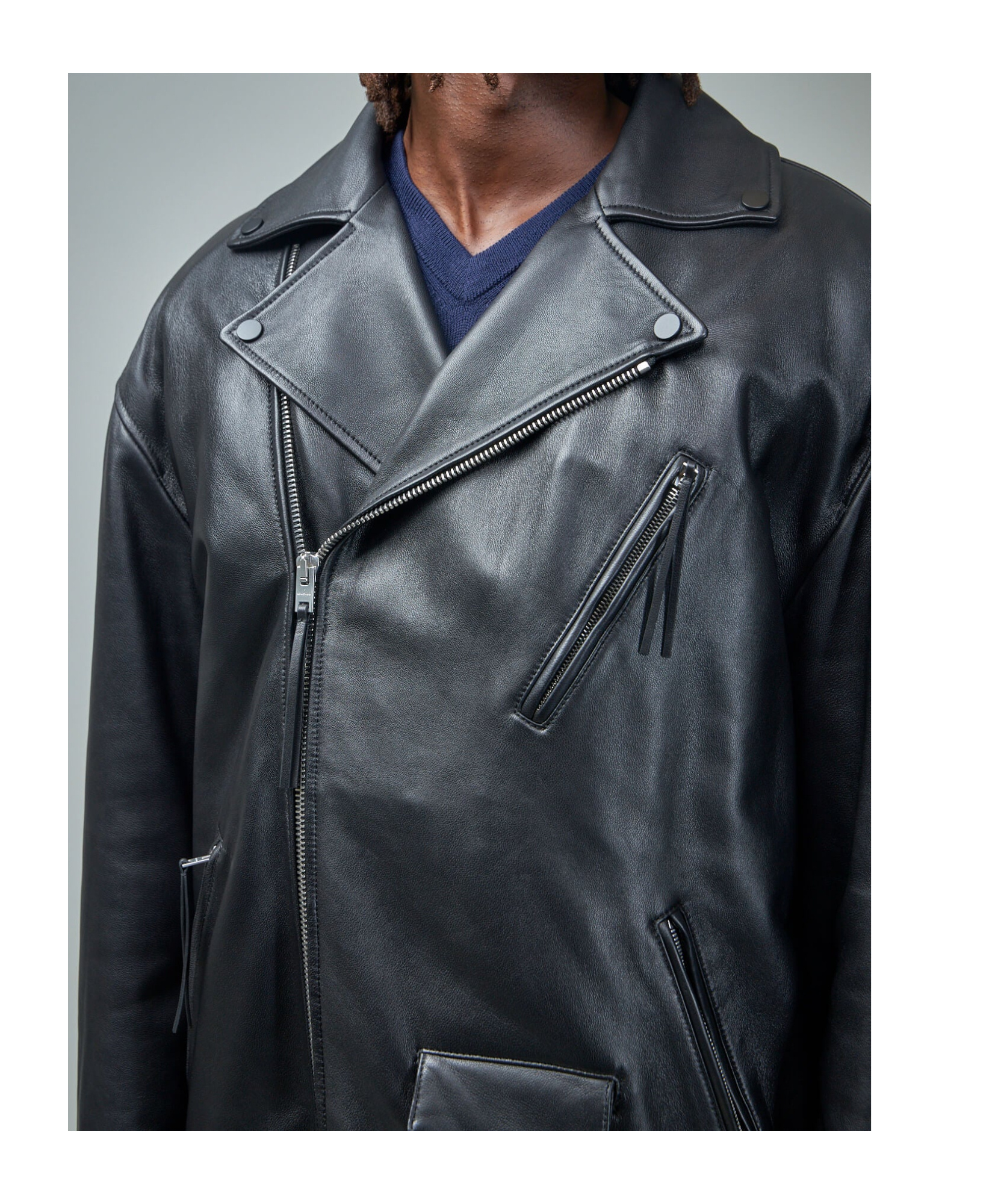 Acne Studios Long-sleeved Leather Jacket In Black
