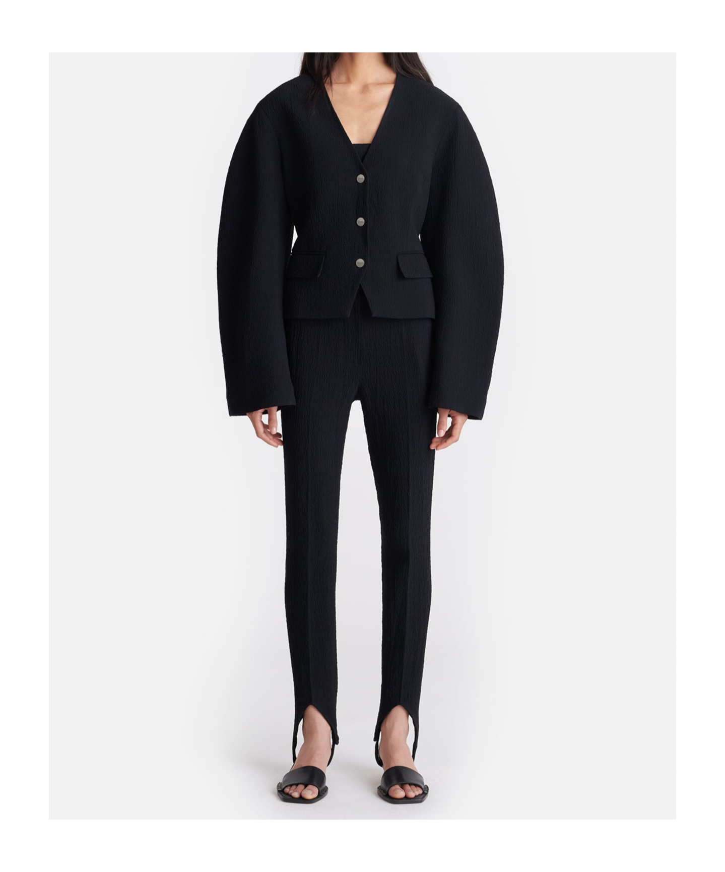 Nanushka Seersucker Stirrup Pants In Black