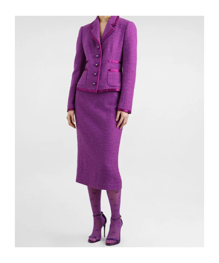 Dolce & Gabbana Rachel Tweed Jacket In Purple