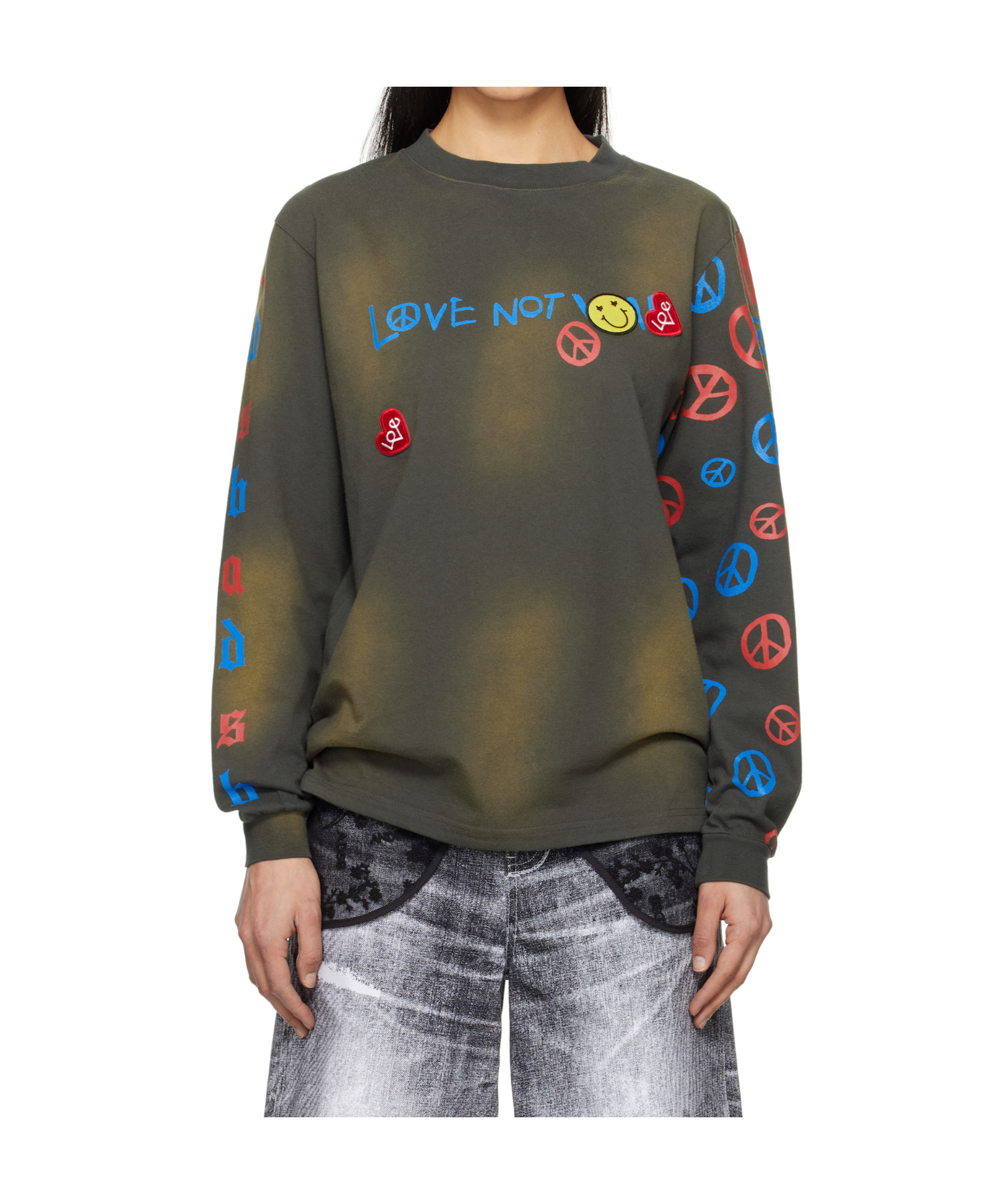 Andersson Bell Gray 'love' Long Sleeve T-shirt In Green