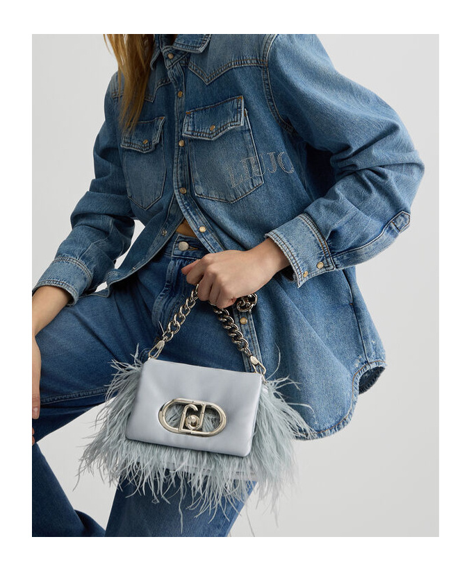 Liu •jo Feather-trimmed Shoulder Bag In White