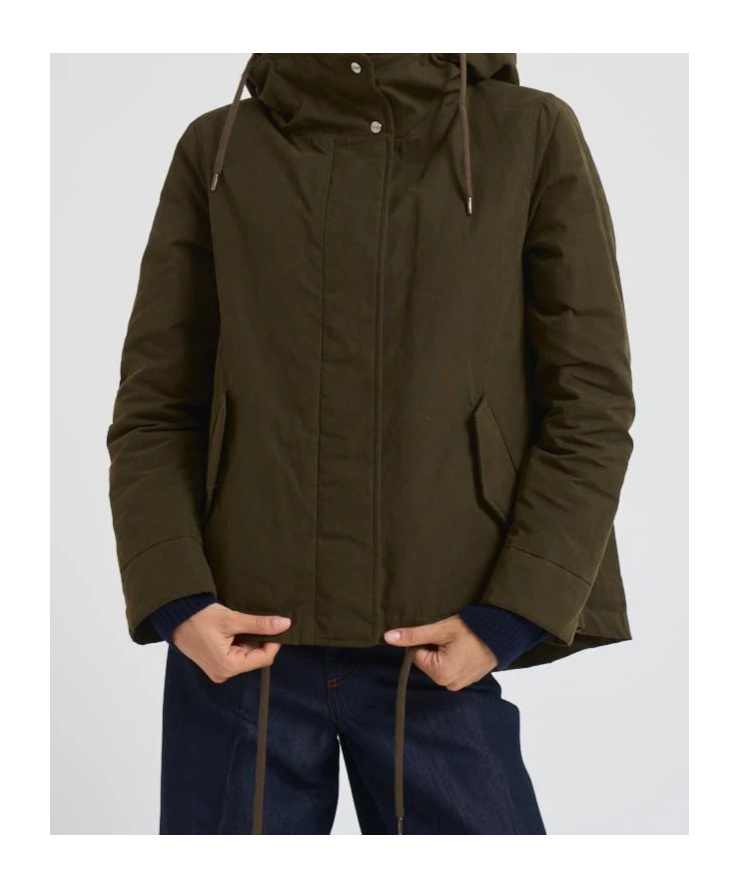 Herno Long-sleeved Hooded Down Jacket In Brown