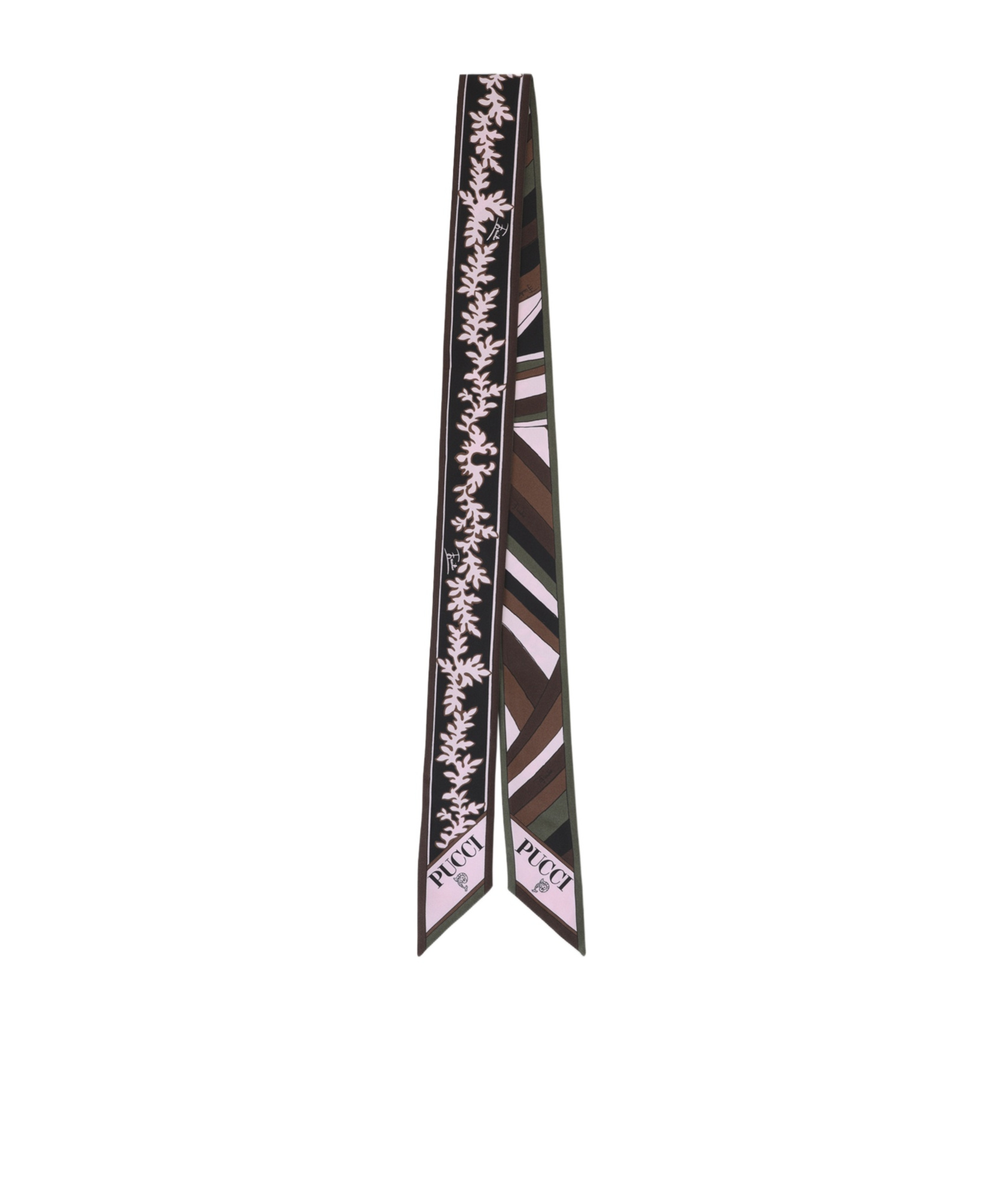 Pucci Pointed-tip Silk Scarf In Khaki Pink