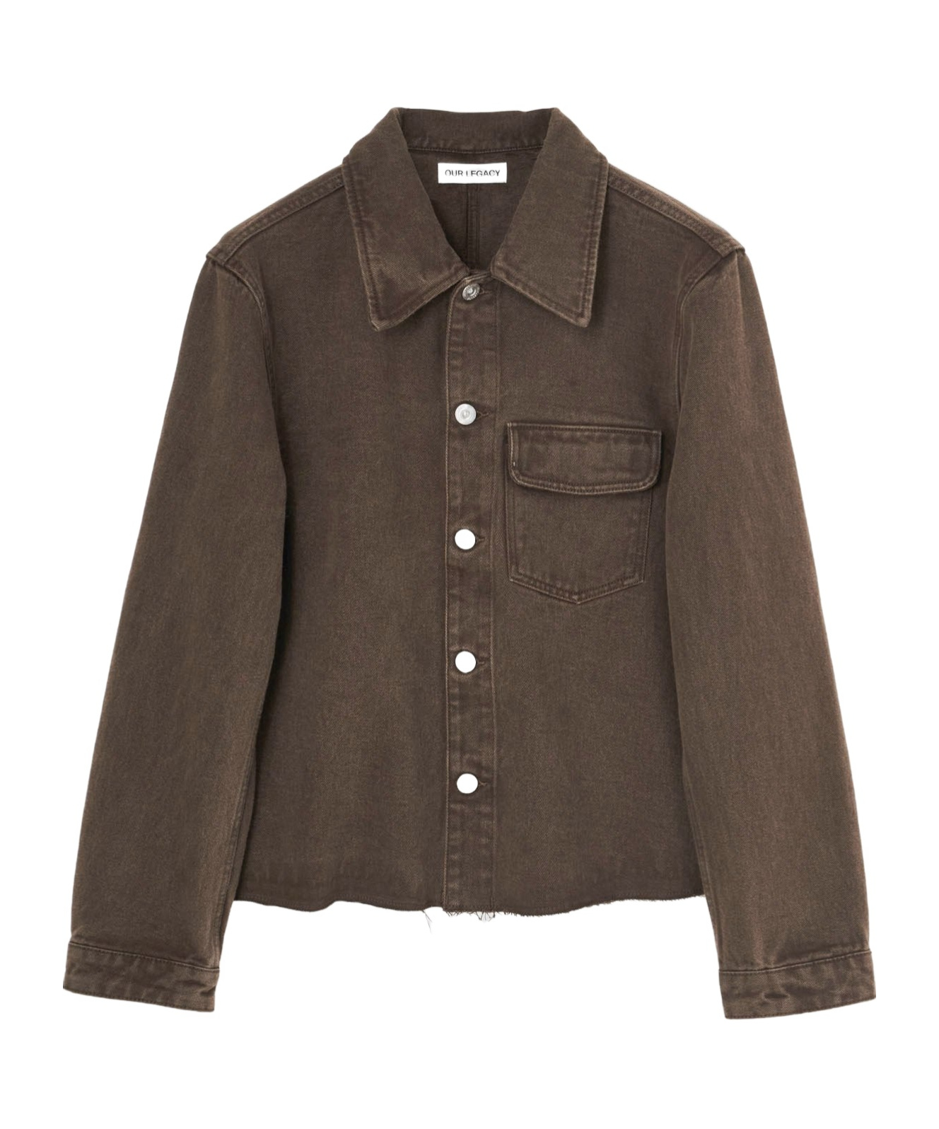 Our Legacy Lapel Long-sleeved Denim Coat In Brown