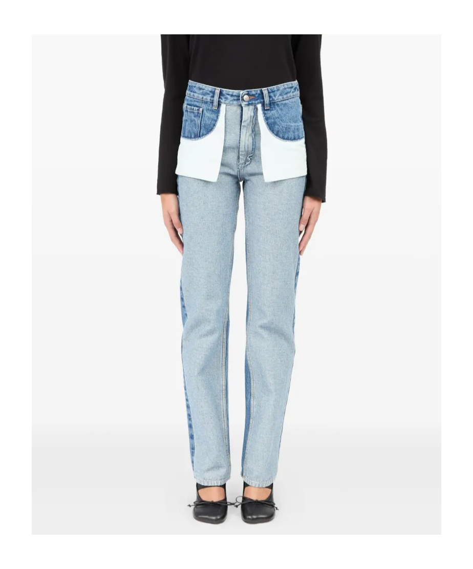 Mm6 Maison Margiela Blue Denim Inside Out-effect Jeans In Blue