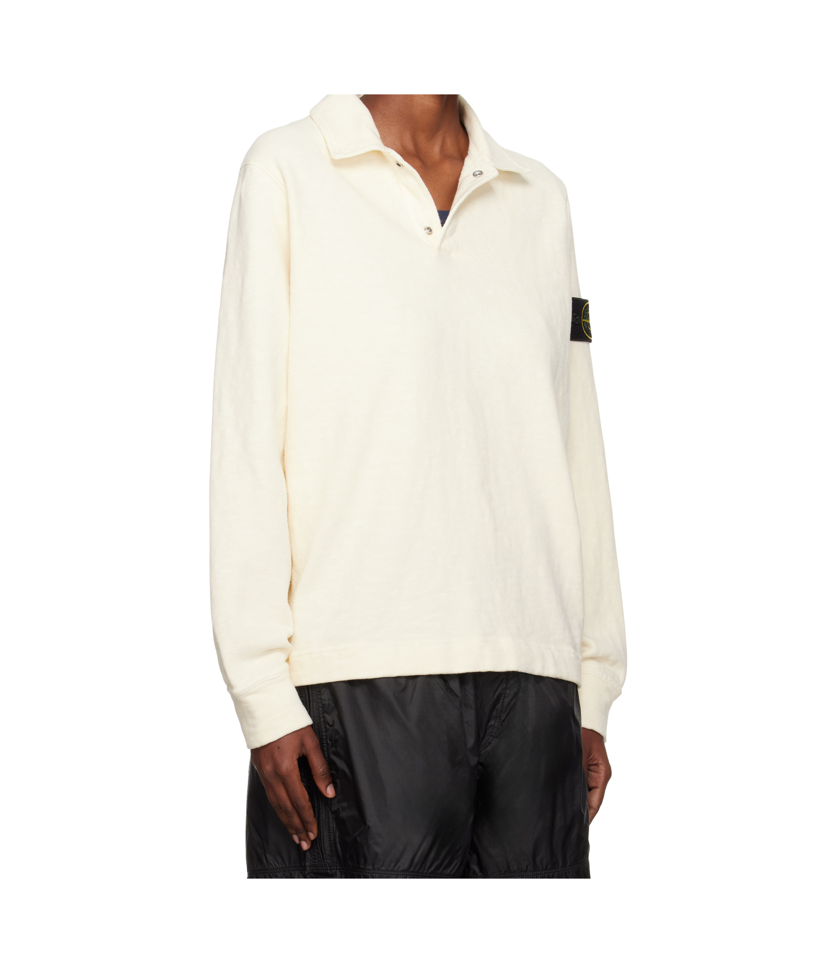Stone Island Long-sleeved Polo Shirt In White