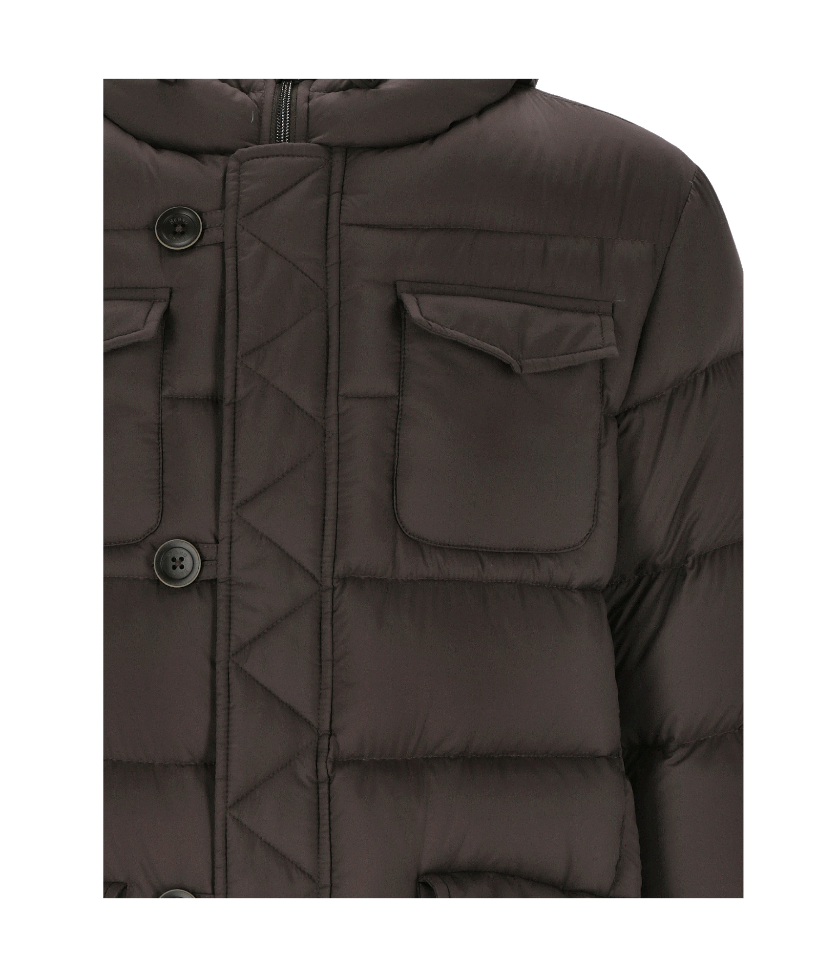 Herno Long-sleeved Hooded Down Jacket In Black