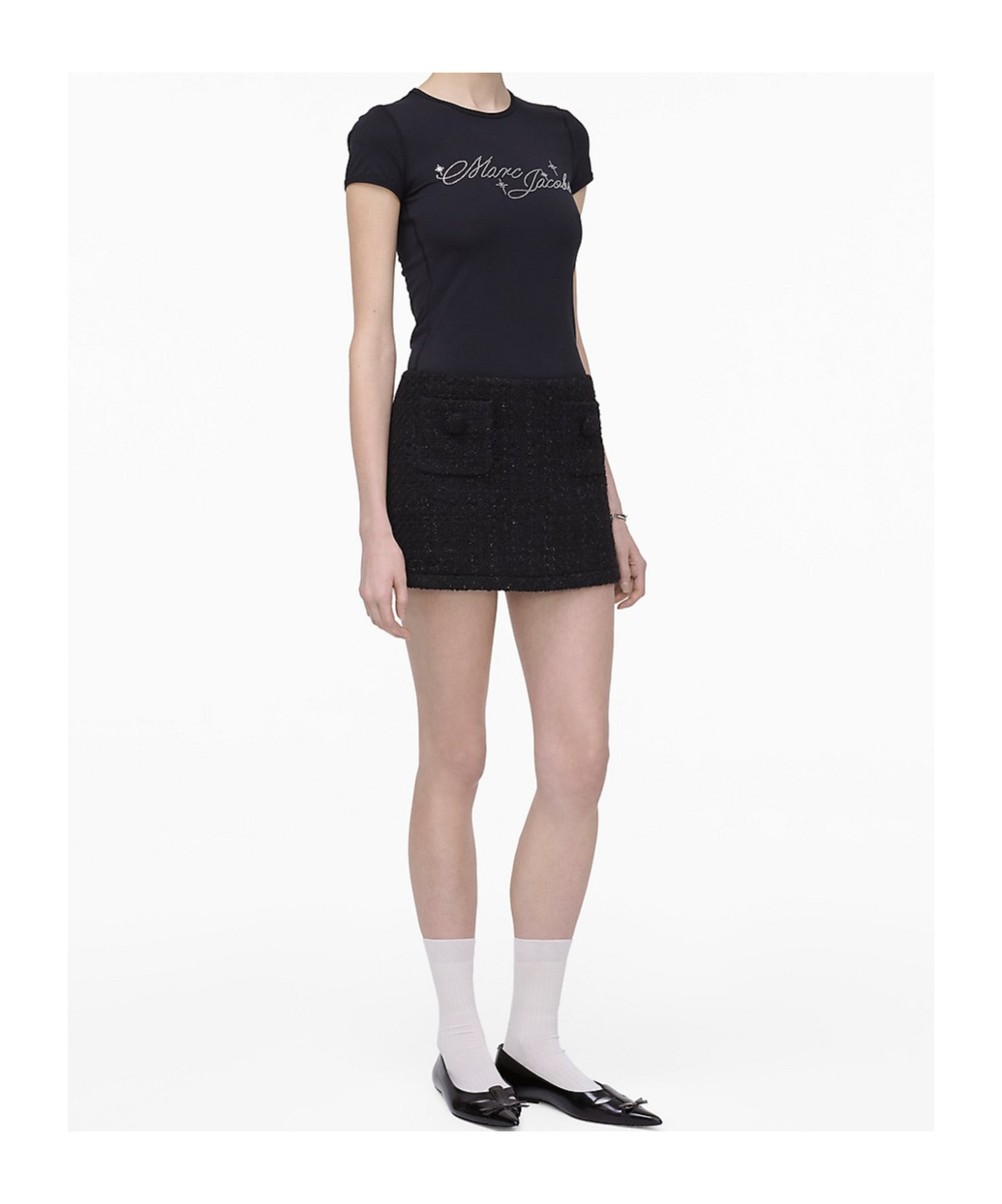 Marc Jacobs Tweed Mini Skirt In Black