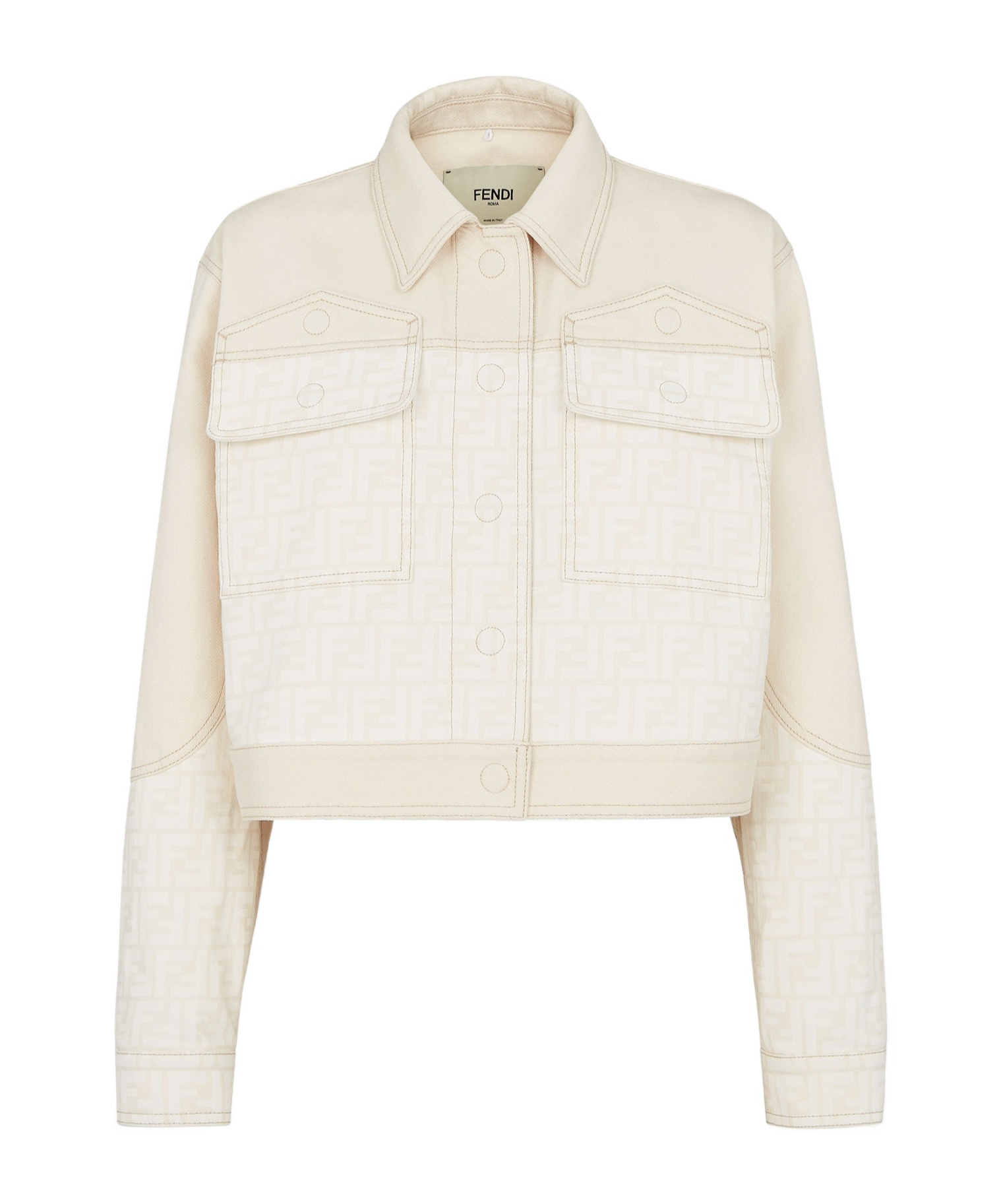 Shop Fendi White Ff Denim Jacket