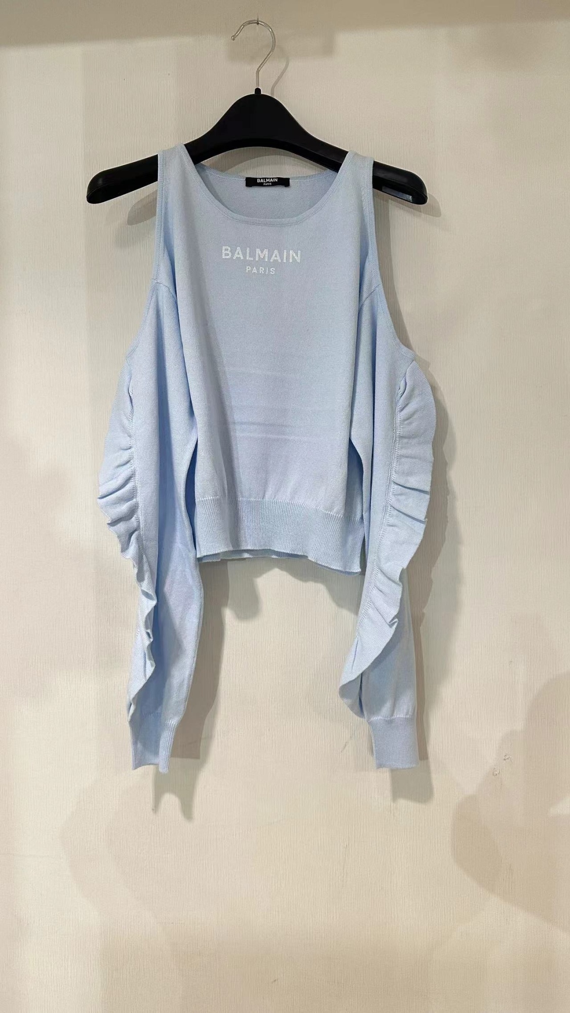 Balmain Logo Ruffled T-shirt In Gray